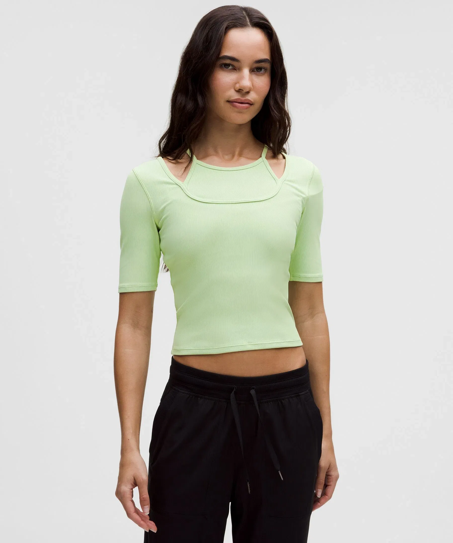 Lululemon Women's Layered - Look Ribbed Short - Sleeve Shirt