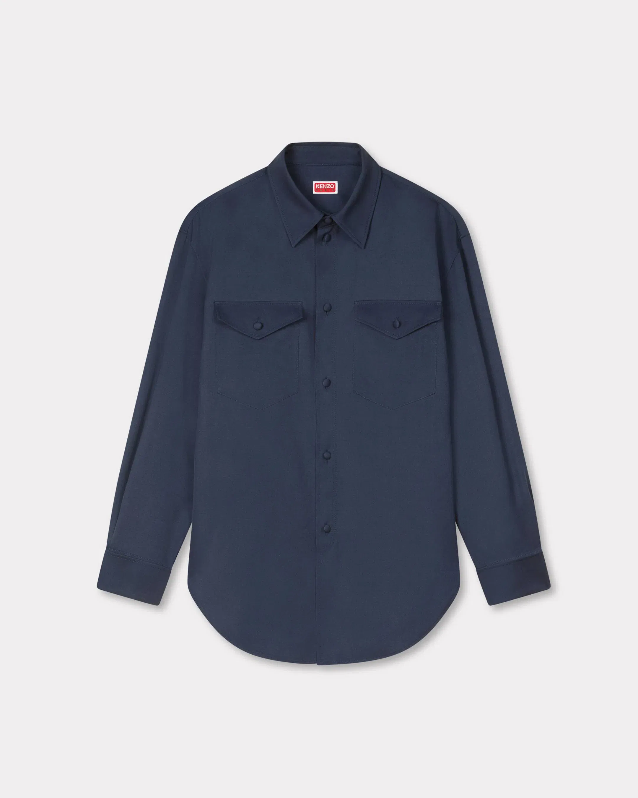 Kenzo Overshirt In Virgin Wool Blue Women's