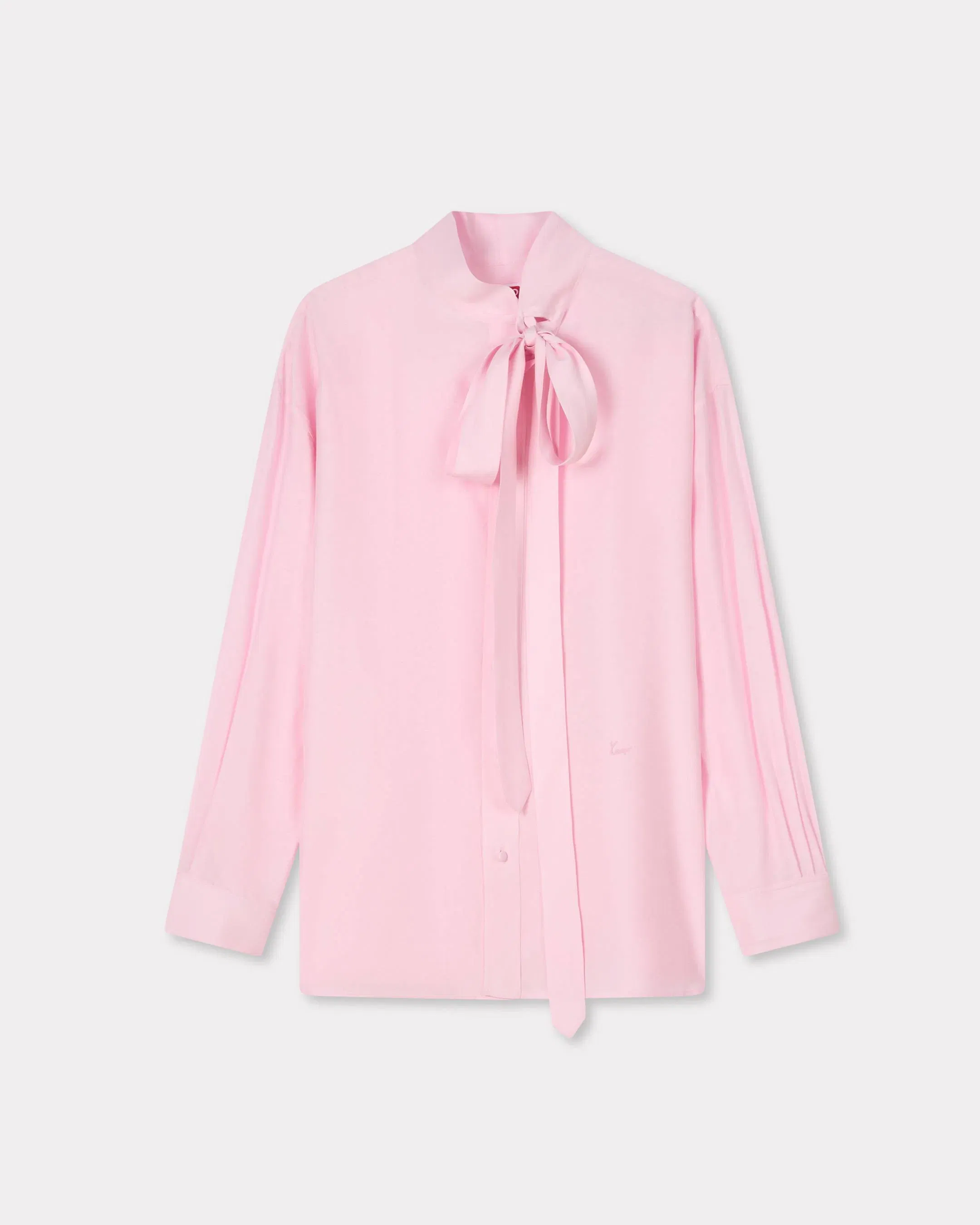 Kenzo Oversized Bow Shirt In Mixed Silk Pink Women's