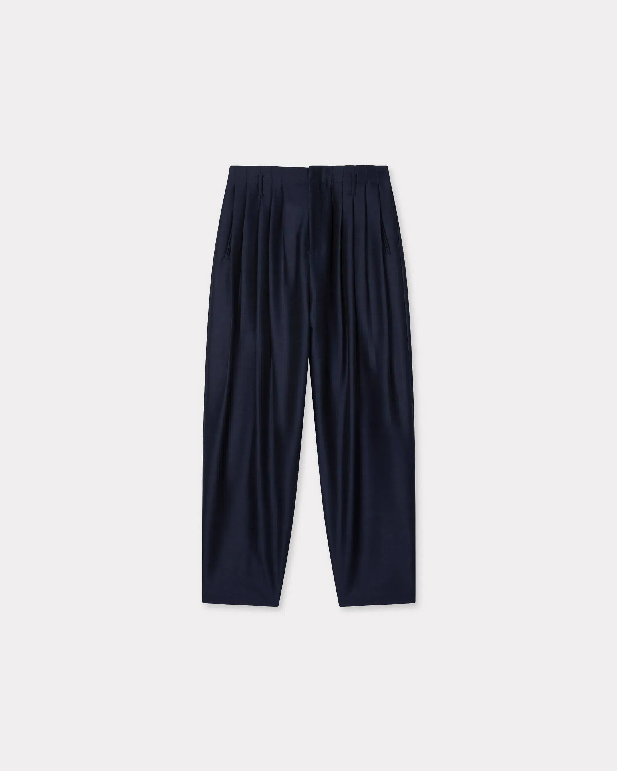 Kenzo Pleated Pants In Virgin Wool Silk Blue
