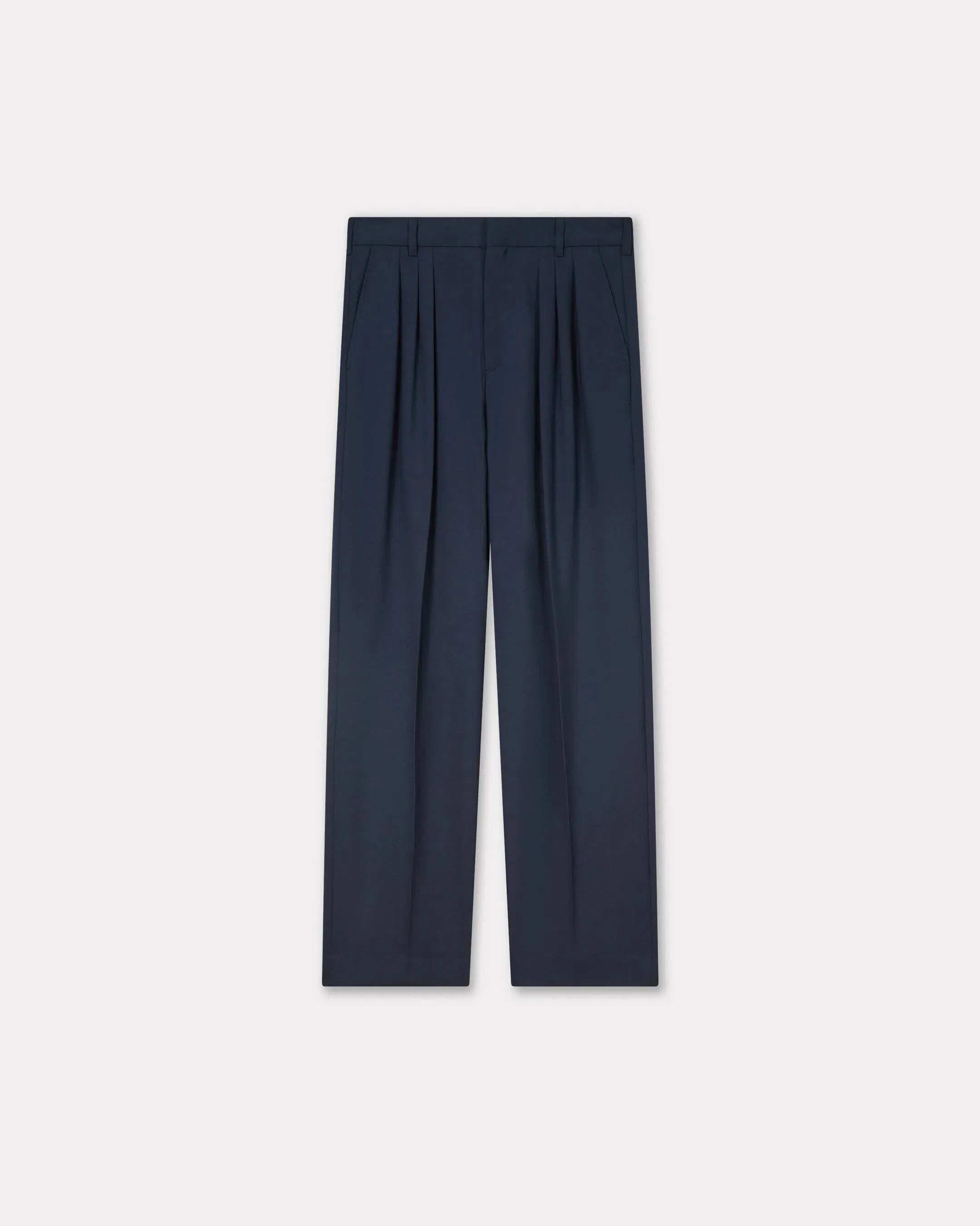 Kenzo Pleated Tailored Pants In Virgin Wool Blue