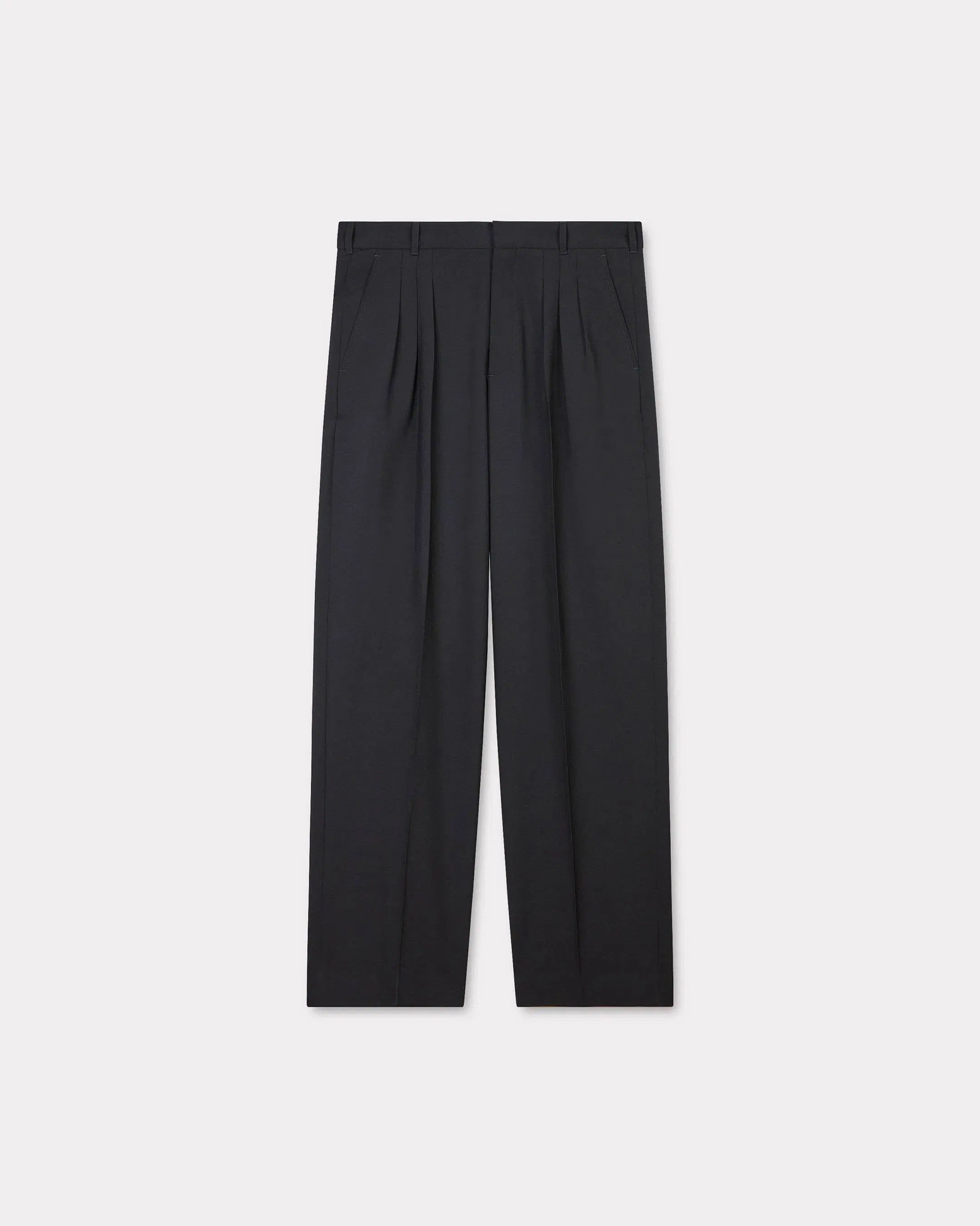Kenzo Pleated Tailored Pants In Virgin Wool Black
