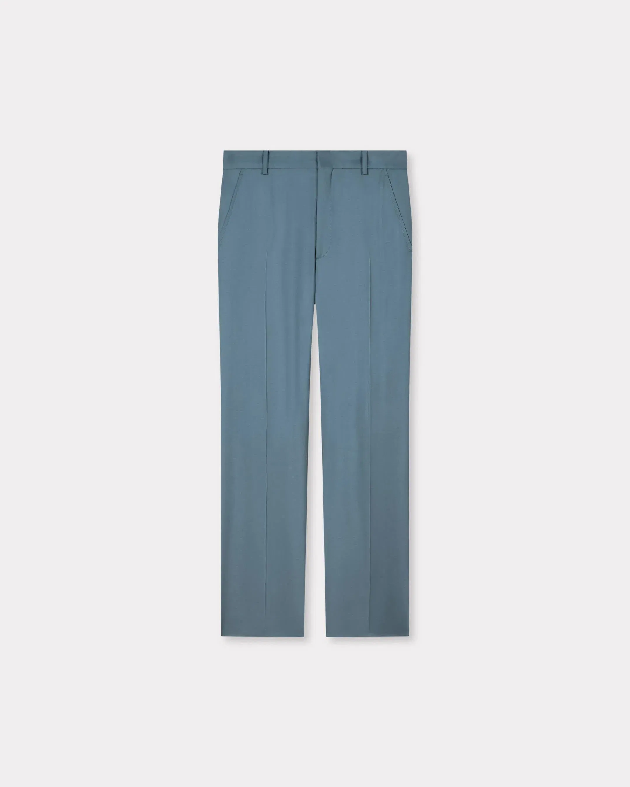 Kenzo Straight Tailored Pants In Virgin Wool Grey