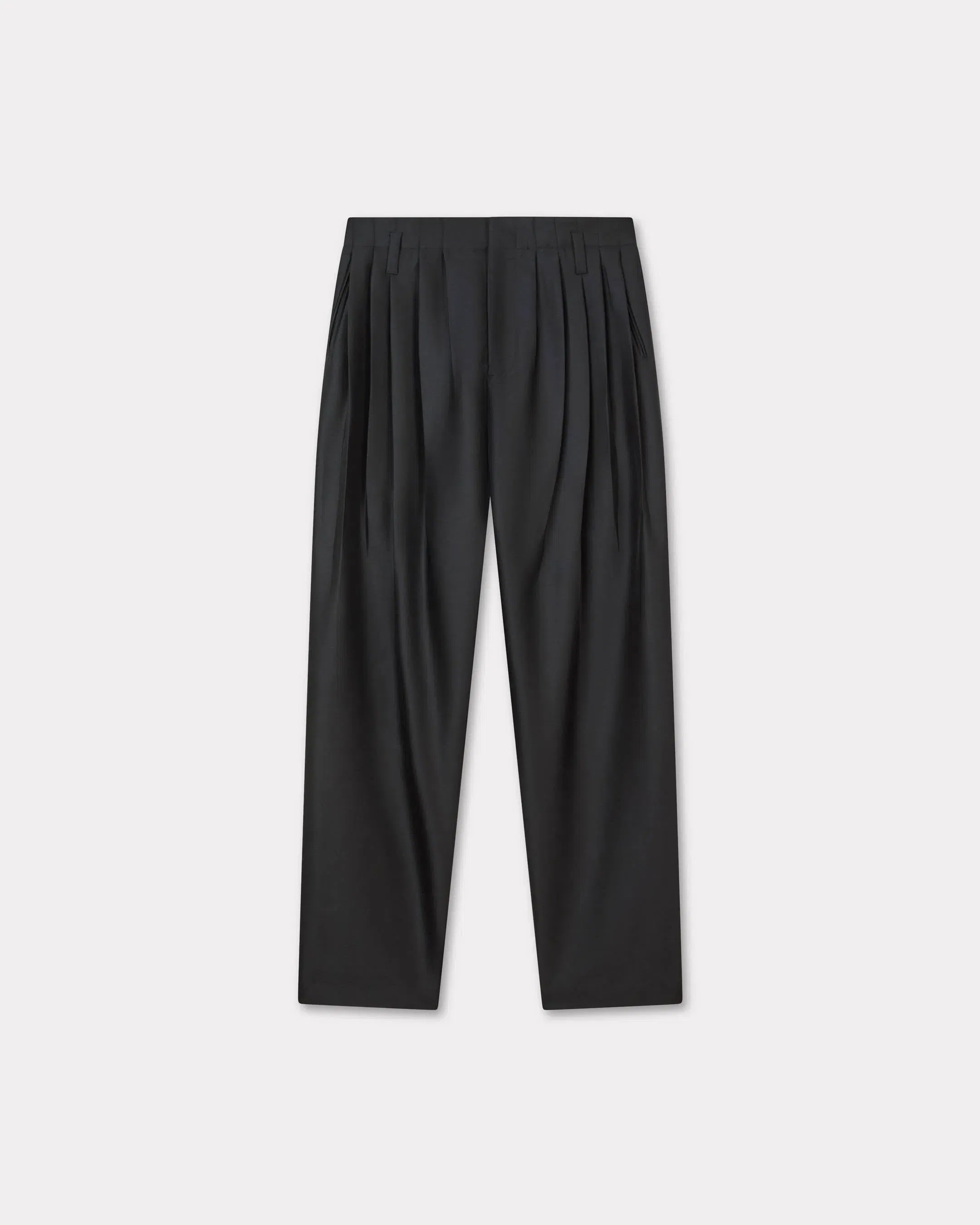 Kenzo Tailored Plaited Pants In Virgin Wool And Silk Black Women's