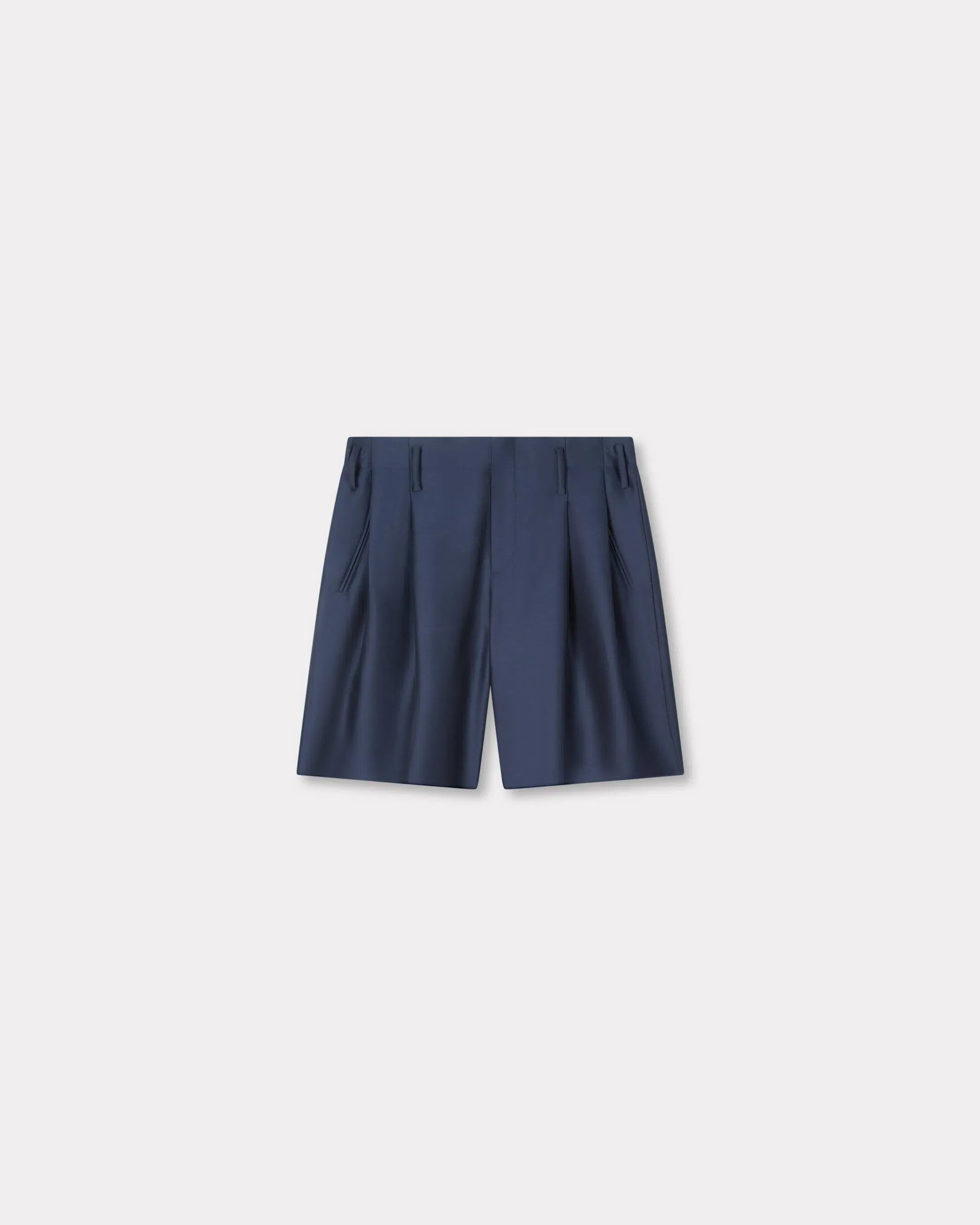 Kenzo Tailored Short In Virgin Wool And Silk Blue