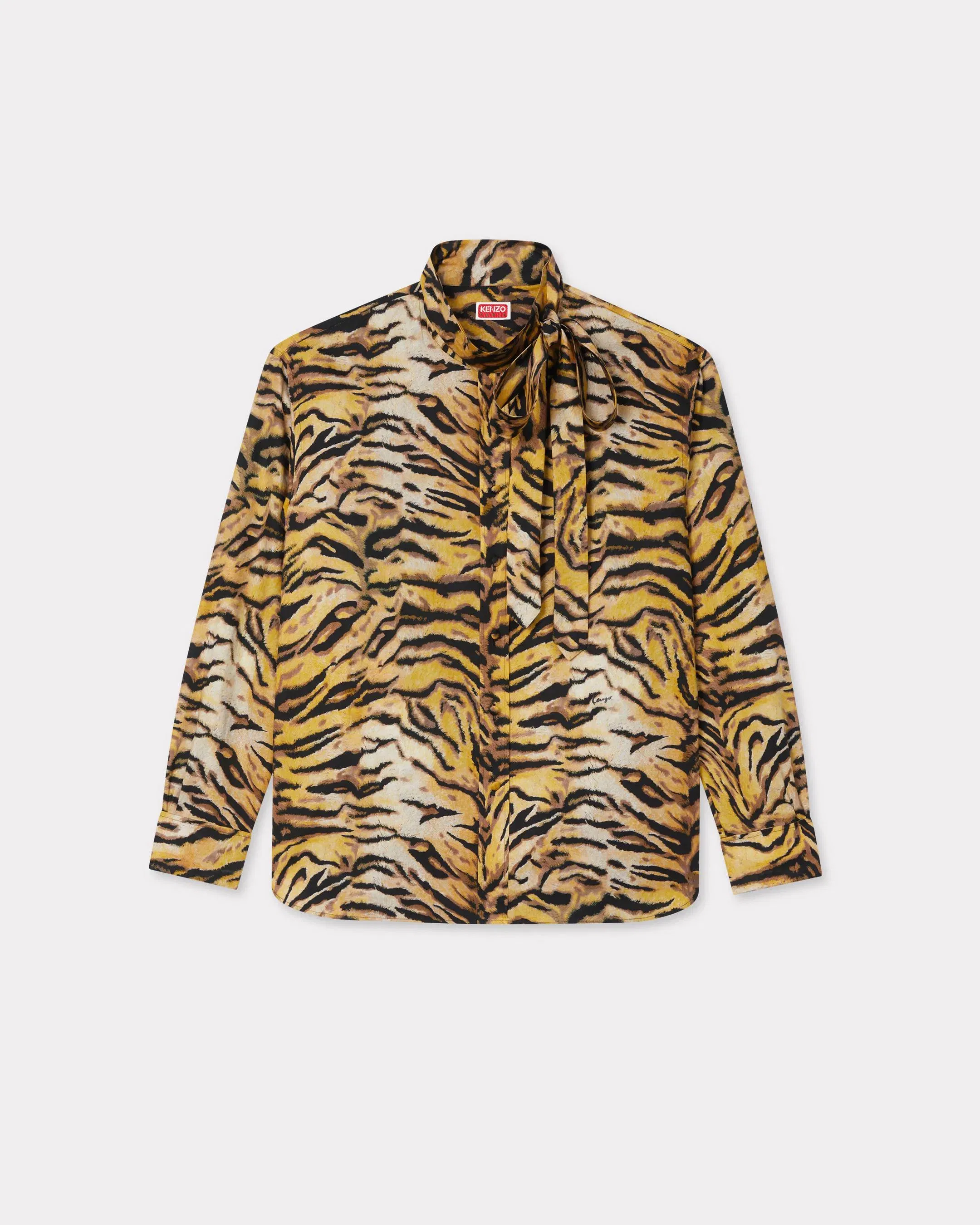 Kenzo Tiger Bow Shirt In Cotton Yellow