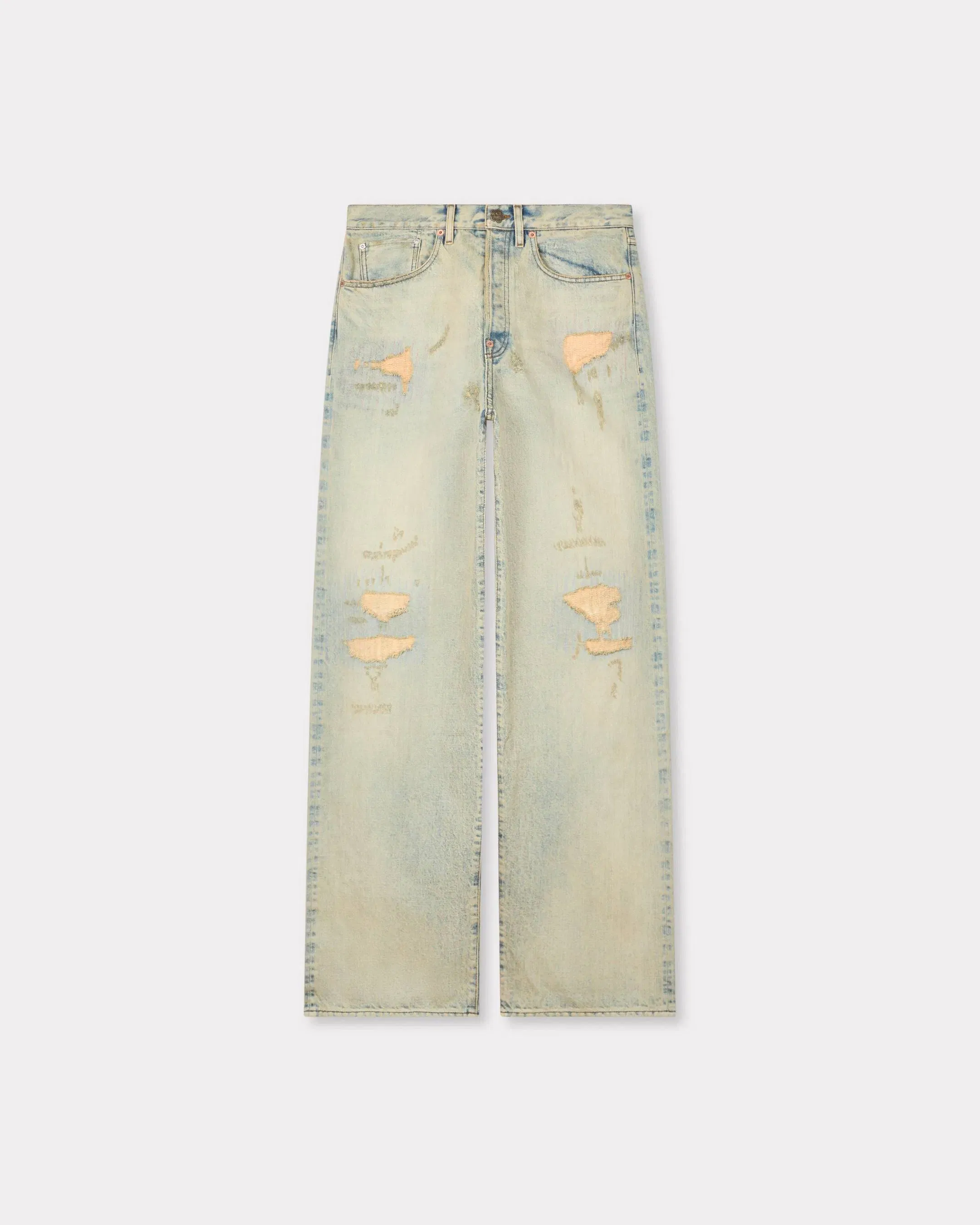 Kenzo Turn Up Wide Fit Jeans In Japanese Denim Blue