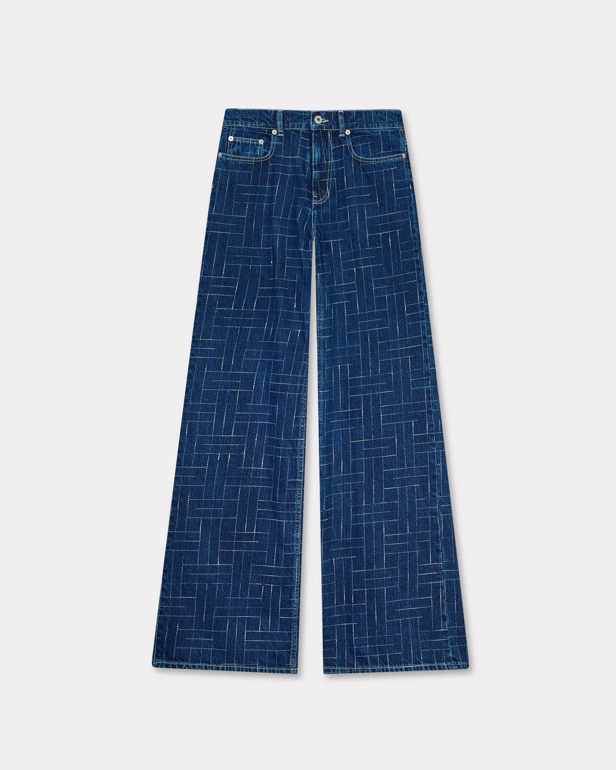 Kenzo Weave Ayame Wide Pants In Japanese Denim Blue Women's