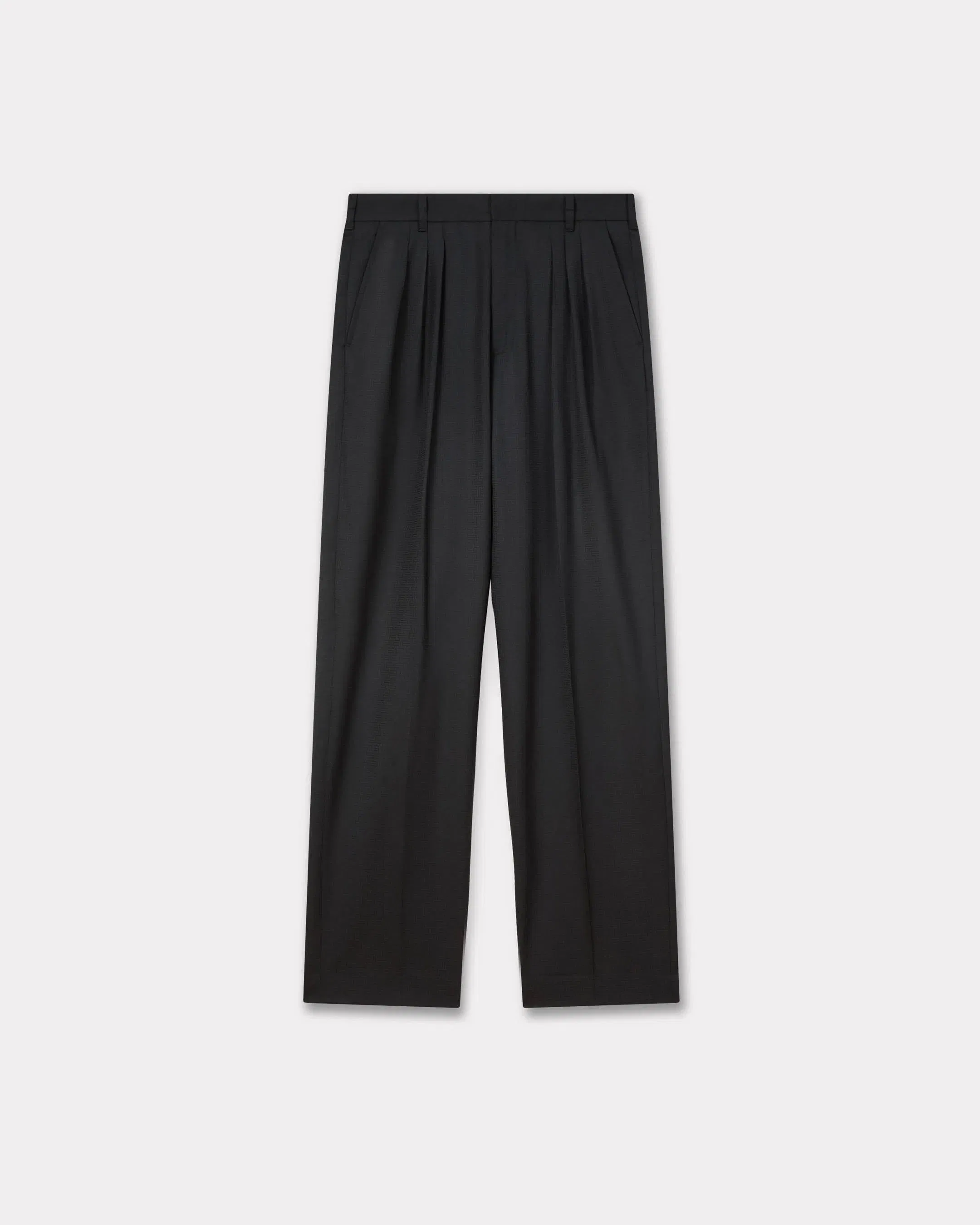 Kenzo Weave Pleated Tailored Pants In Wool Jacquard Black