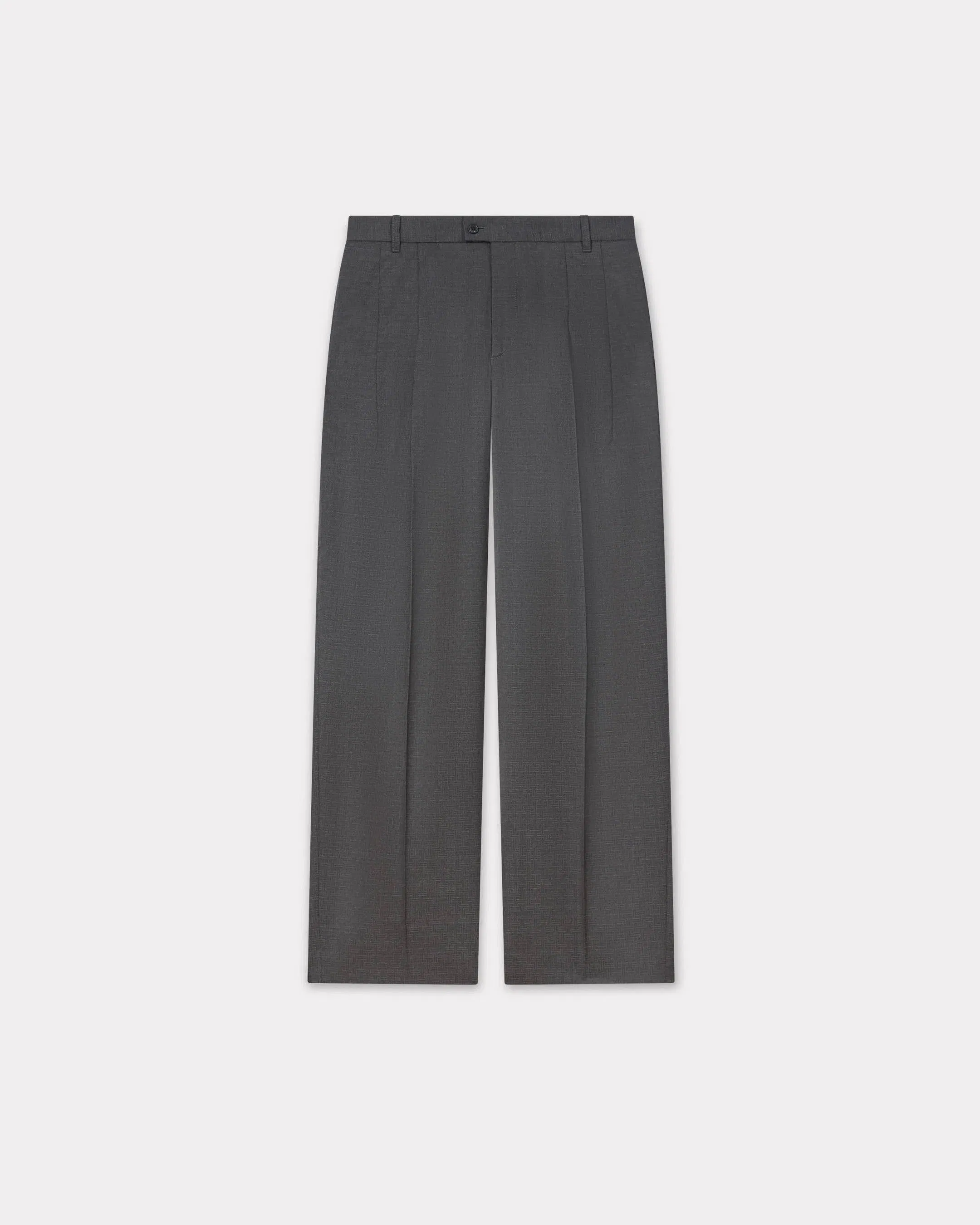 Kenzo Weave Straight Tailored Pants In Wool Jacquard Taupe