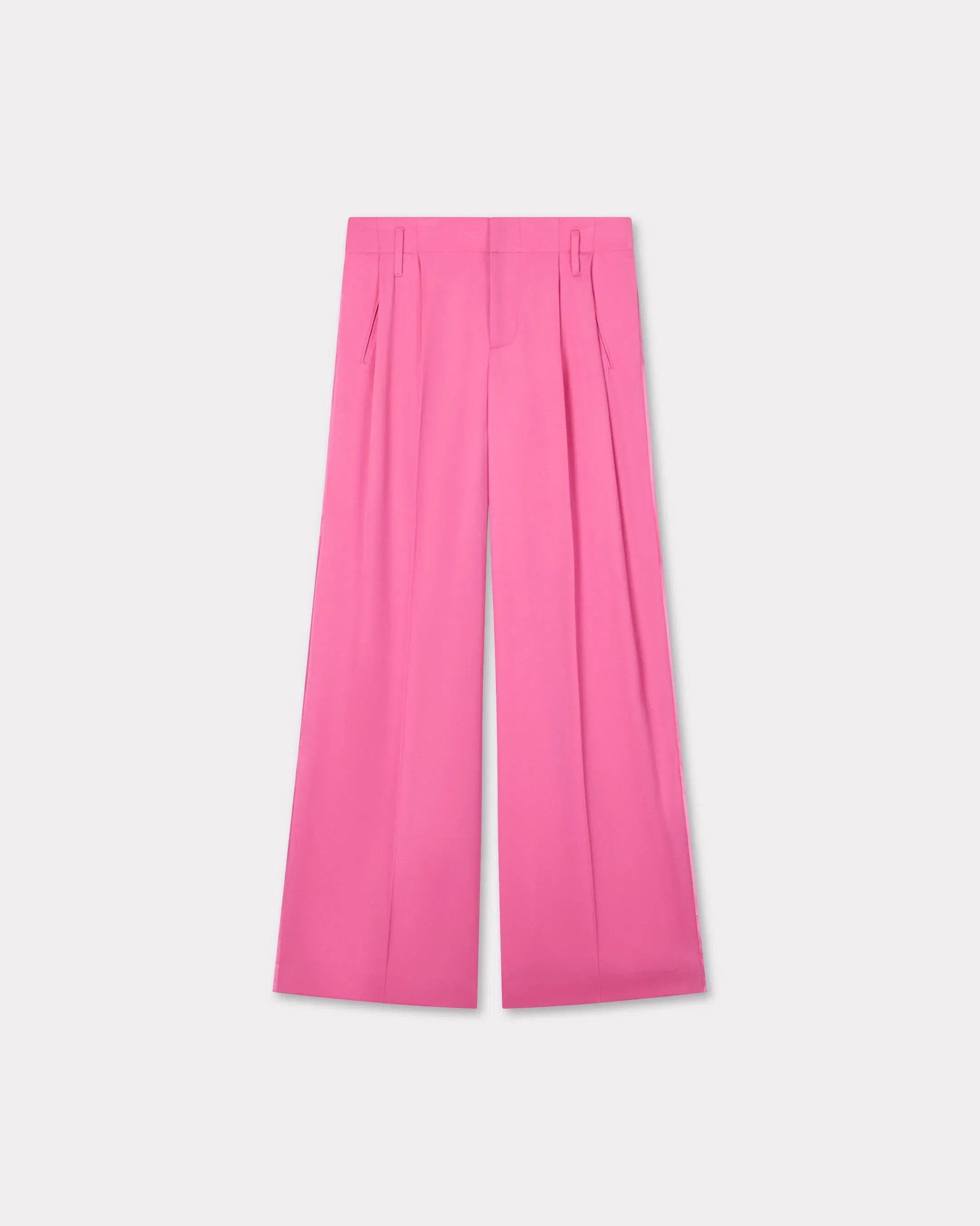 Kenzo Wide Leg Tailored Pants In Virgin Wool Magenta Women's