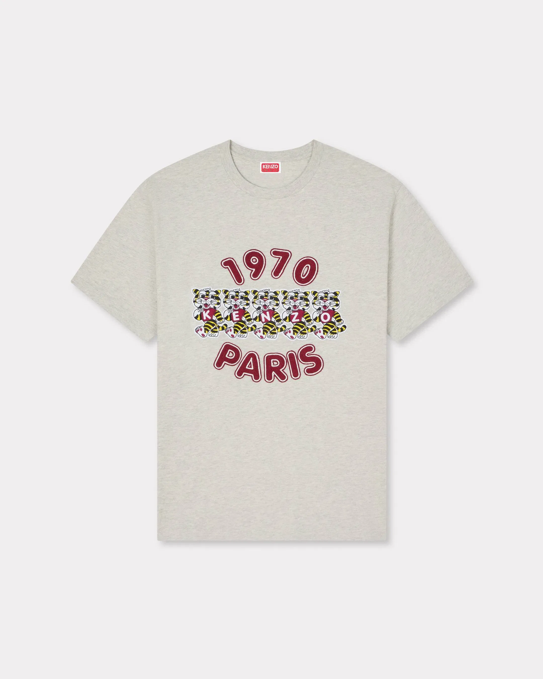 Kenzo Wild Tiger Embroidered Loose T-Shirt In Cotton Grey Women's