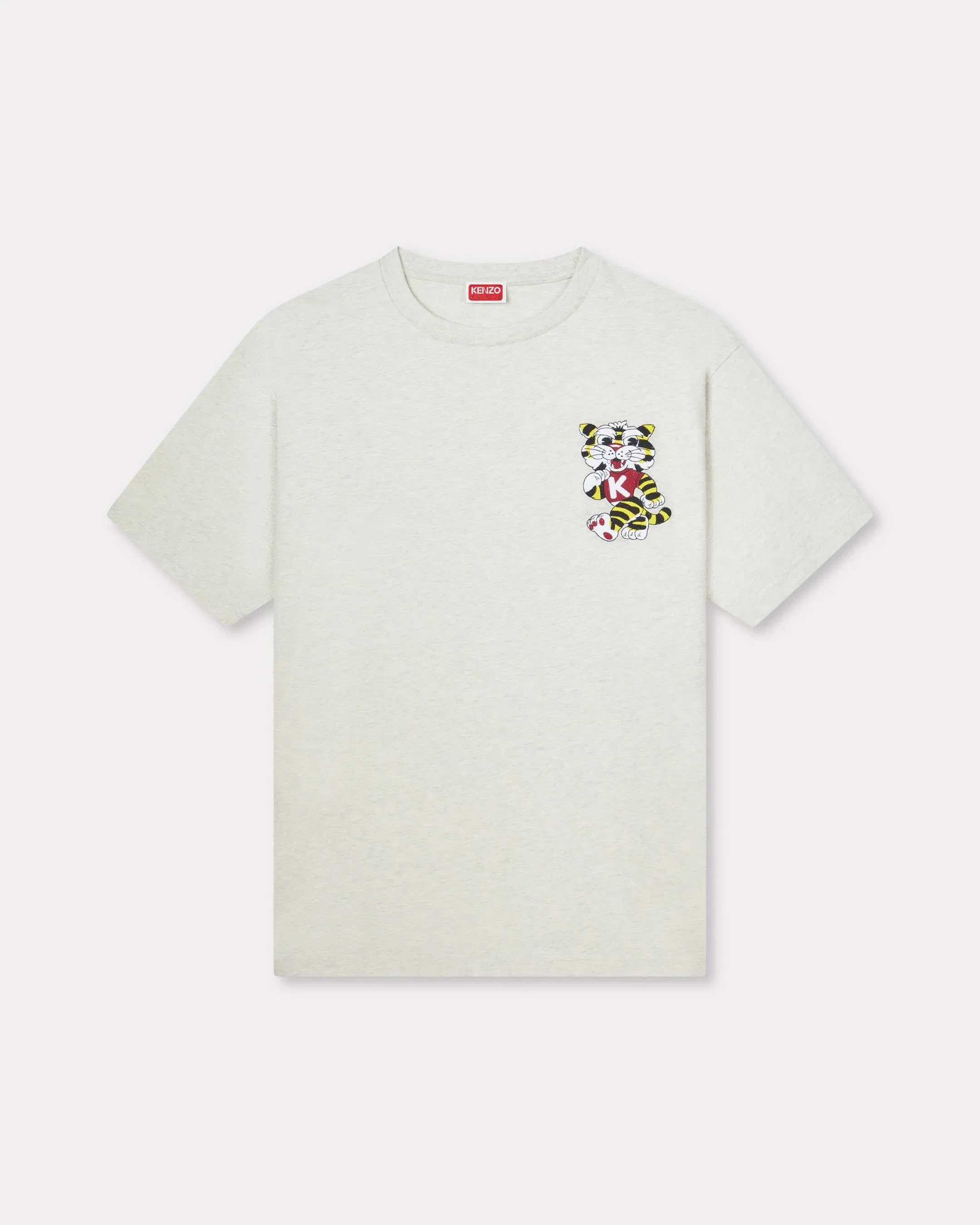 Kenzo Wild Tiger Embroidered Oversized T-Shirt In Cotton Grey
