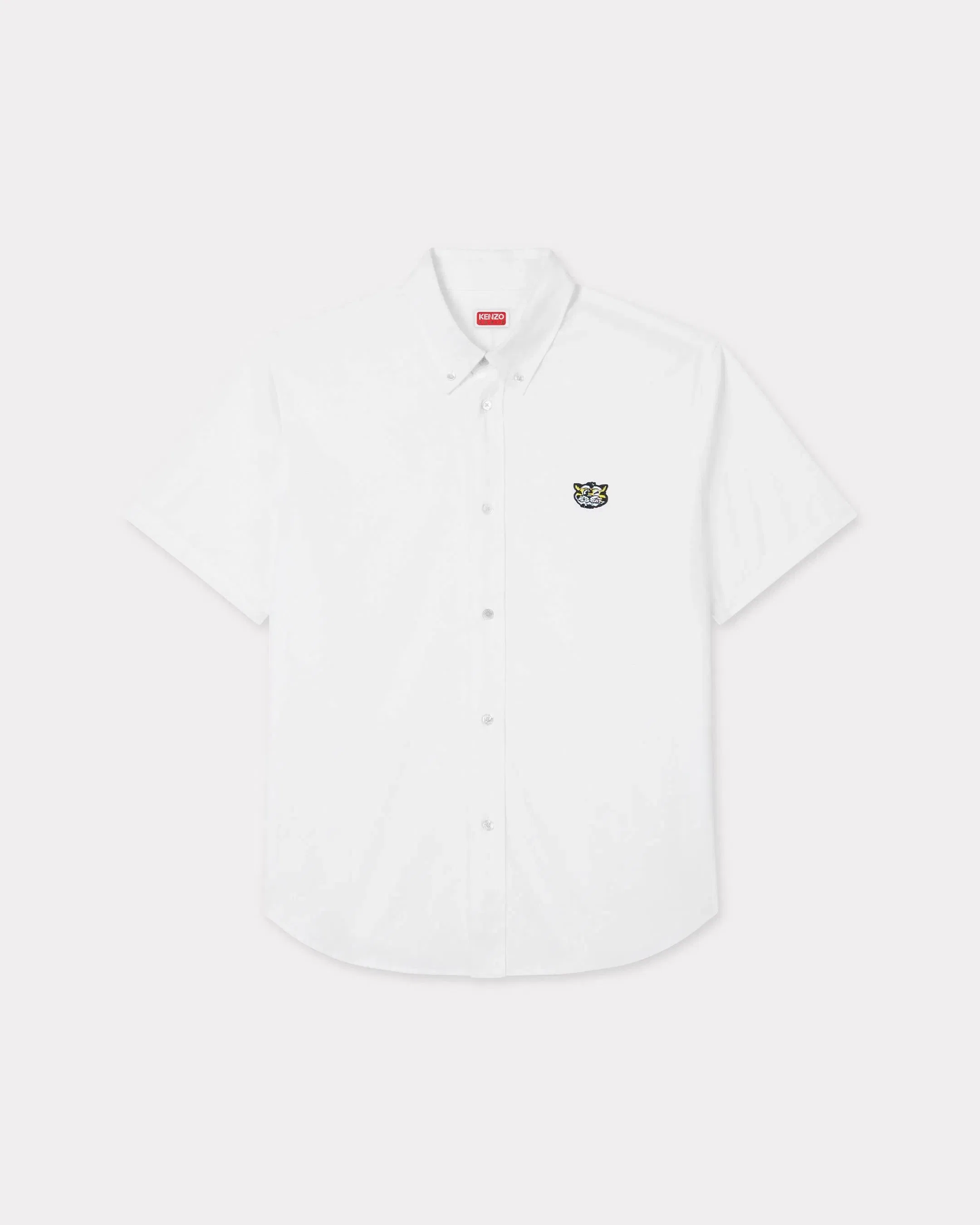 Kenzo Wild Tiger Short Sleeve Shirt In Cotton Poplin White