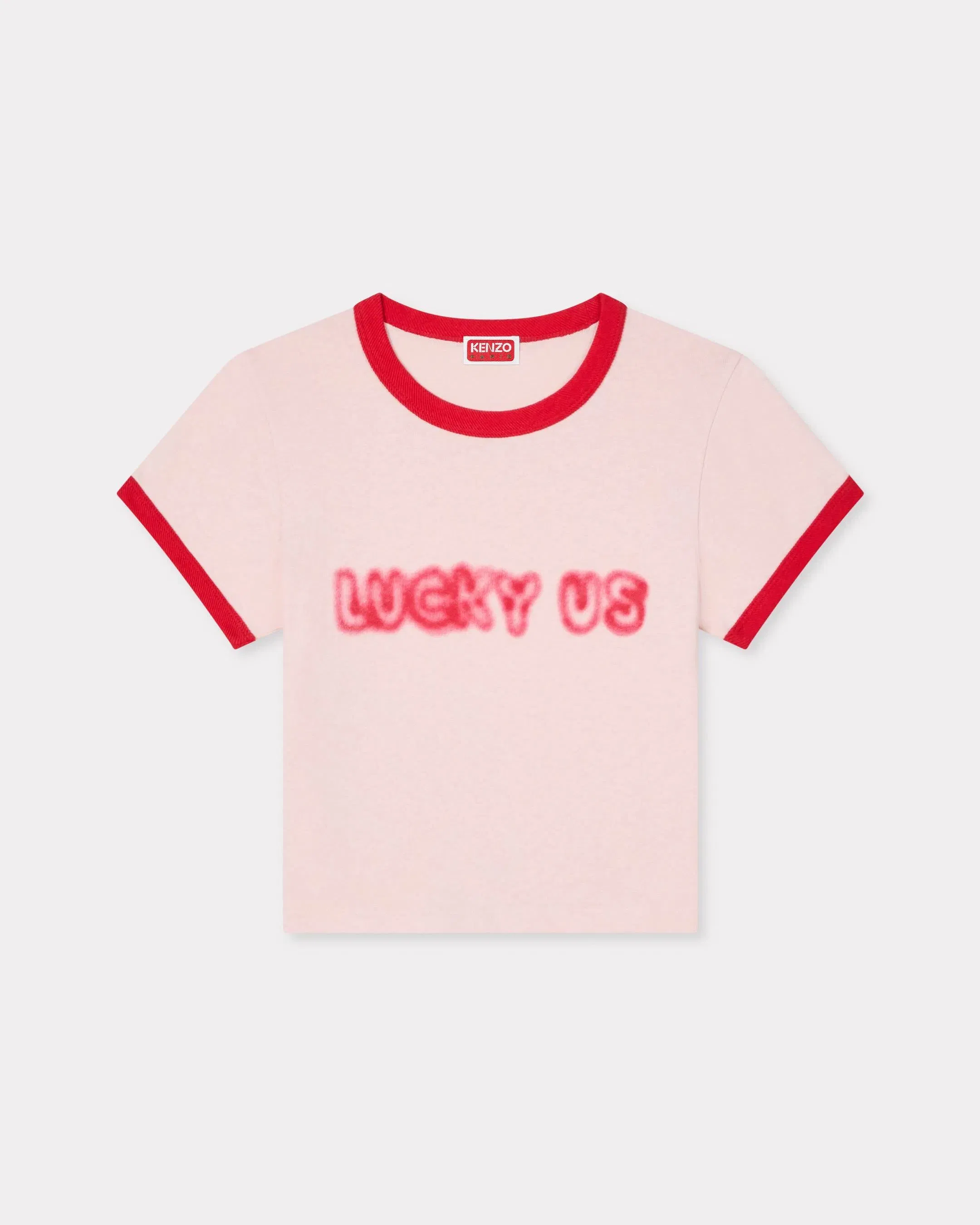 Kenzo Words Cropped T-Shirt In Cotton Pink Women's