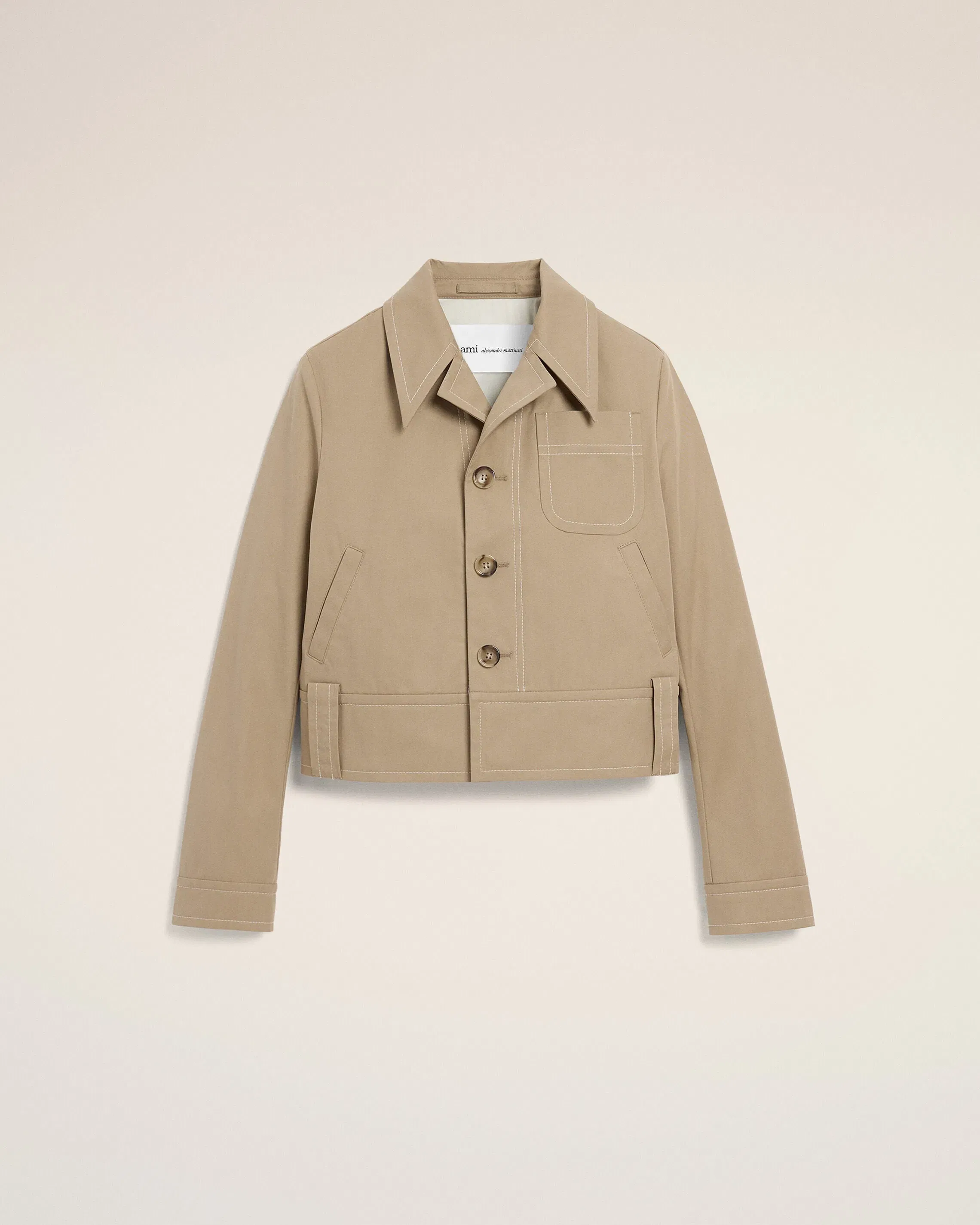 AmiParis Beige Cotton Buttoned Jacket Women's