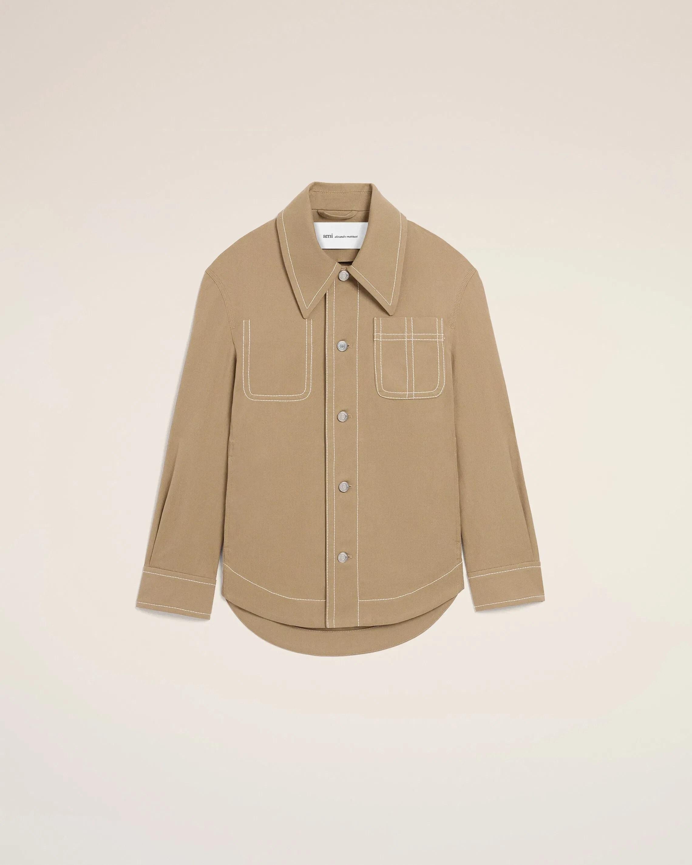 AmiParis Beige Cotton Worker Buttoned Jacket