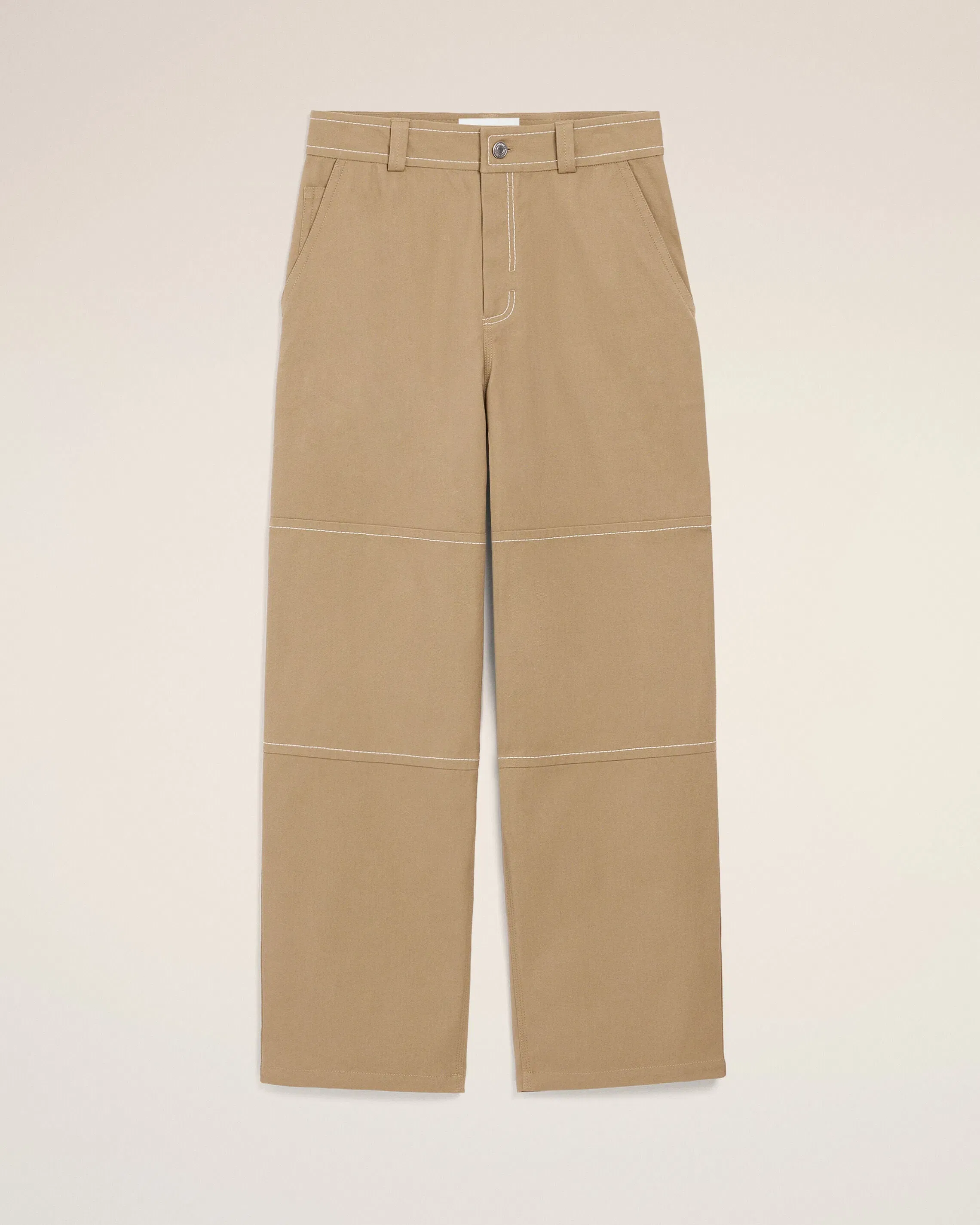 AmiParis Beige Cotton Worker Trousers