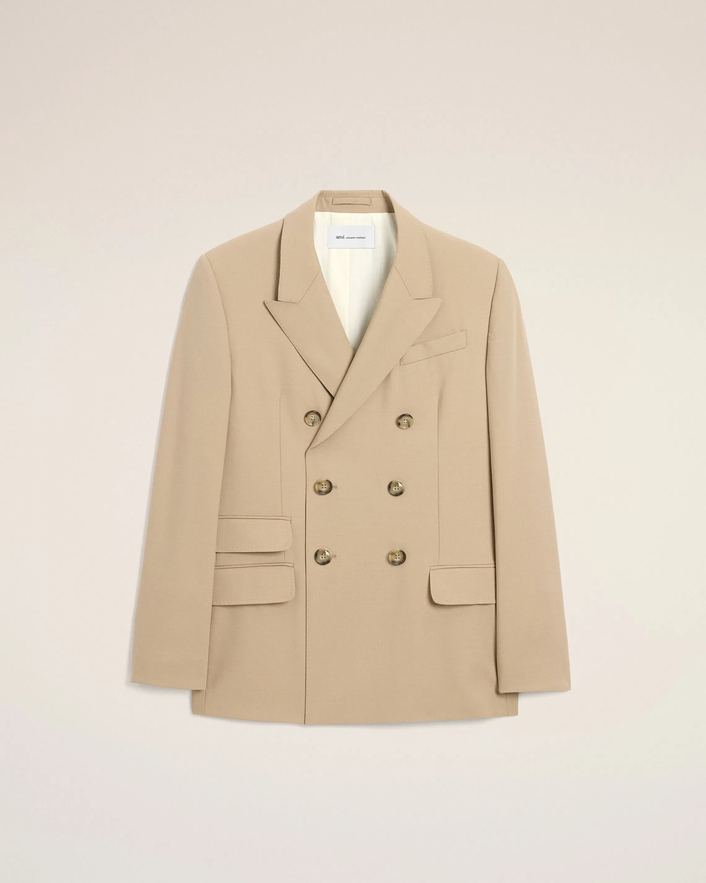 AmiParis Beige New Wool Double Breasted Straight Jacket
