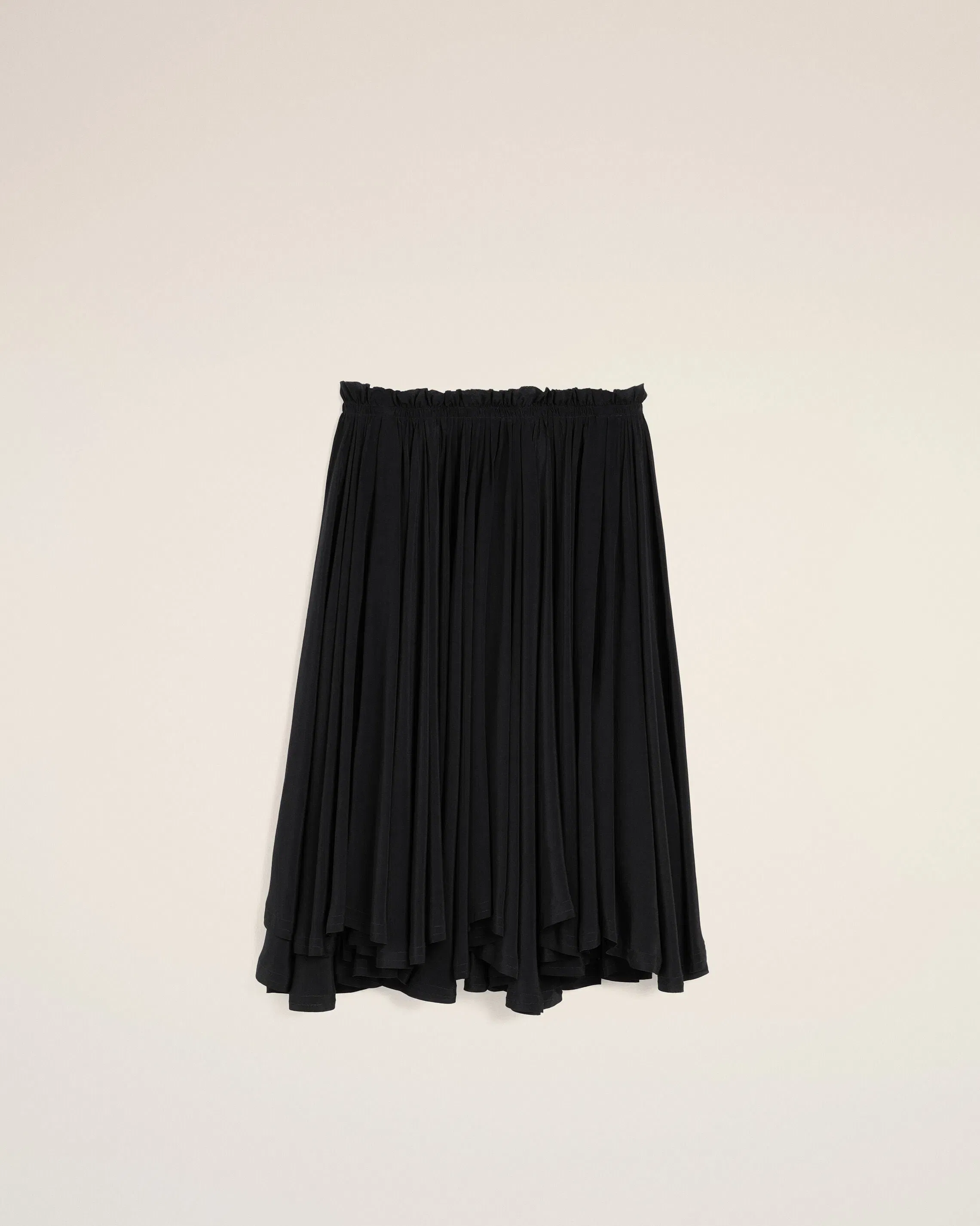 AmiParis Black Blended Silk Midi Corolla Skirt Women's