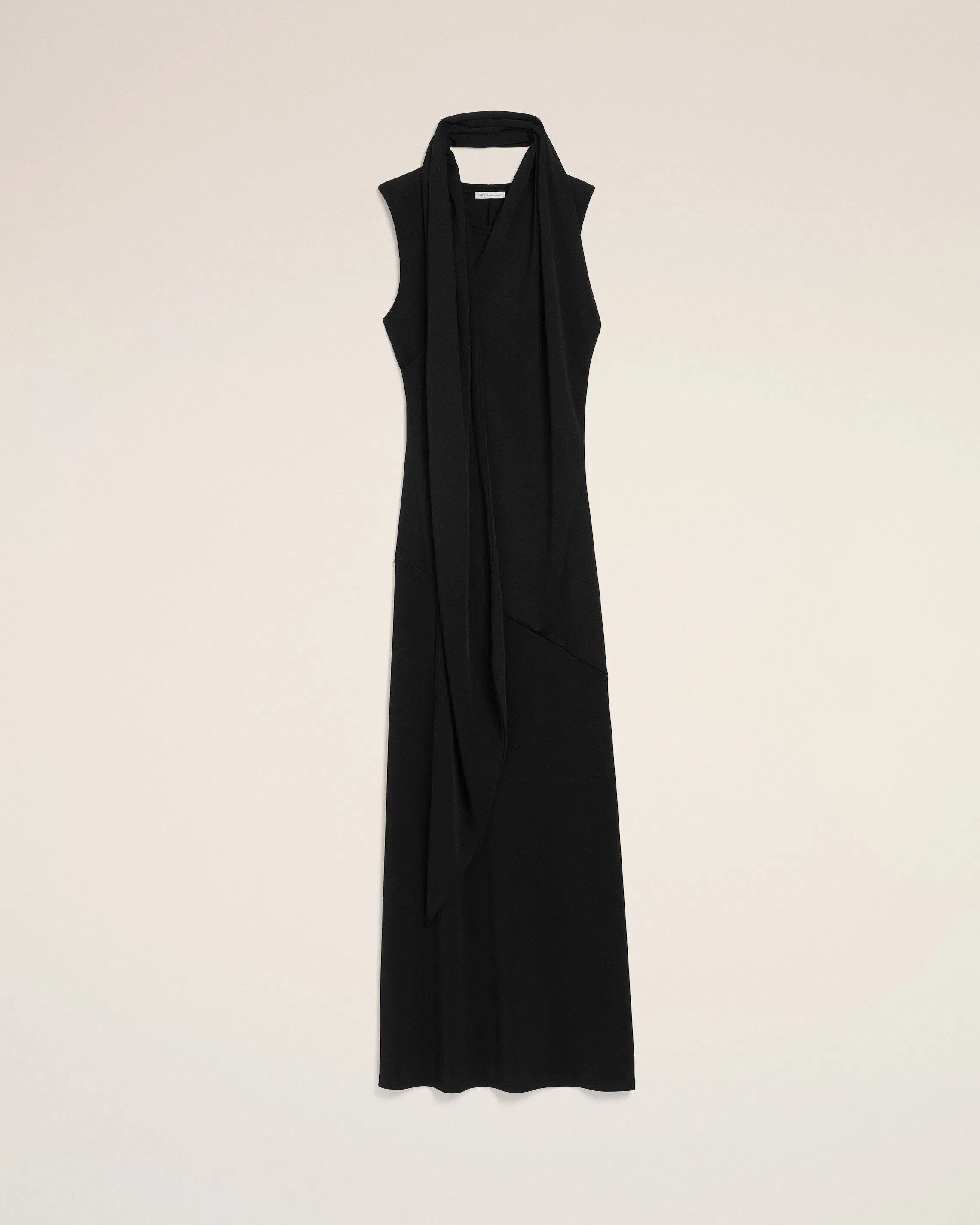 AmiParis Black Jersey Maxi Lavalliere Dress Women's