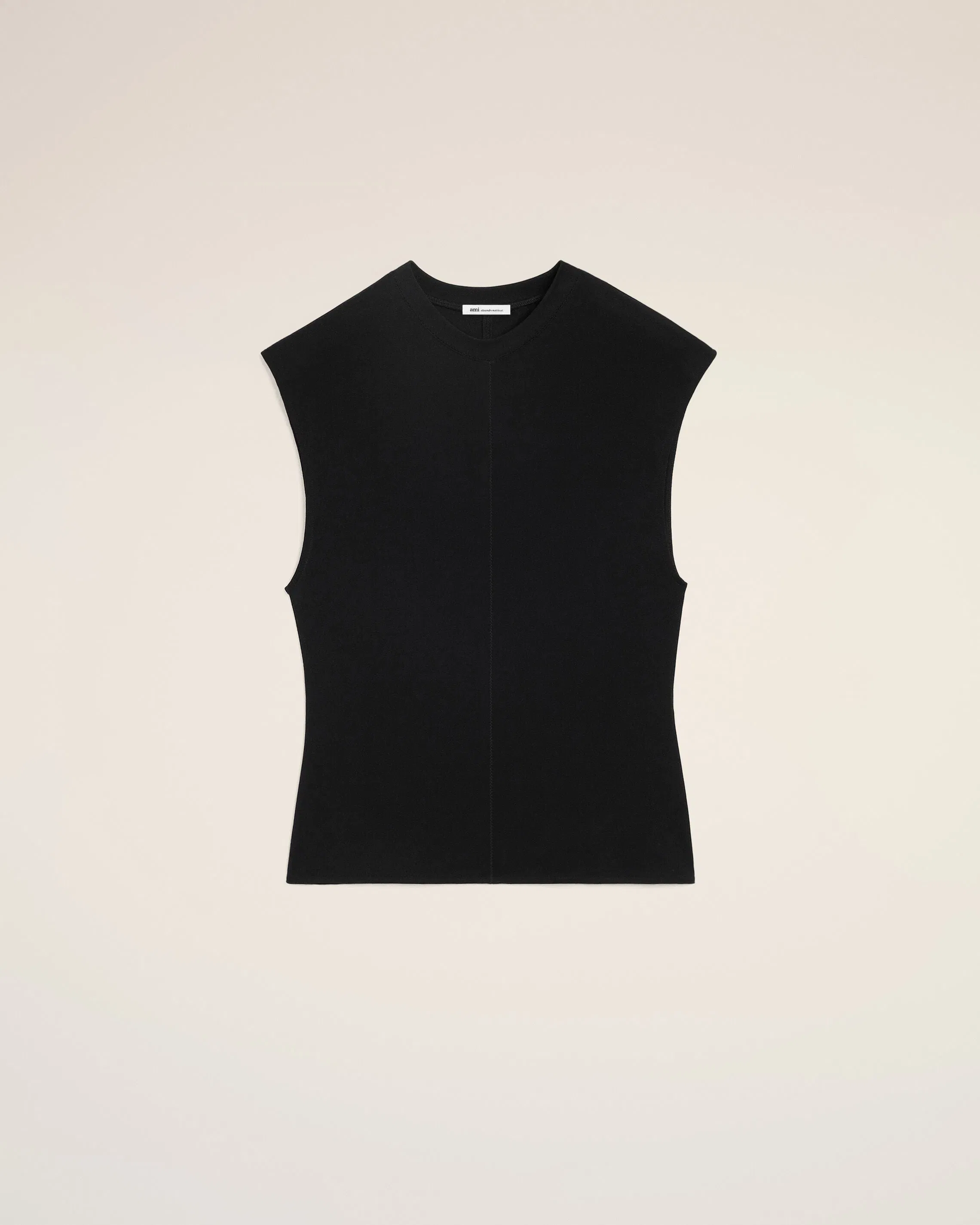 AmiParis Black Jersey Sleeveless Fitted Top