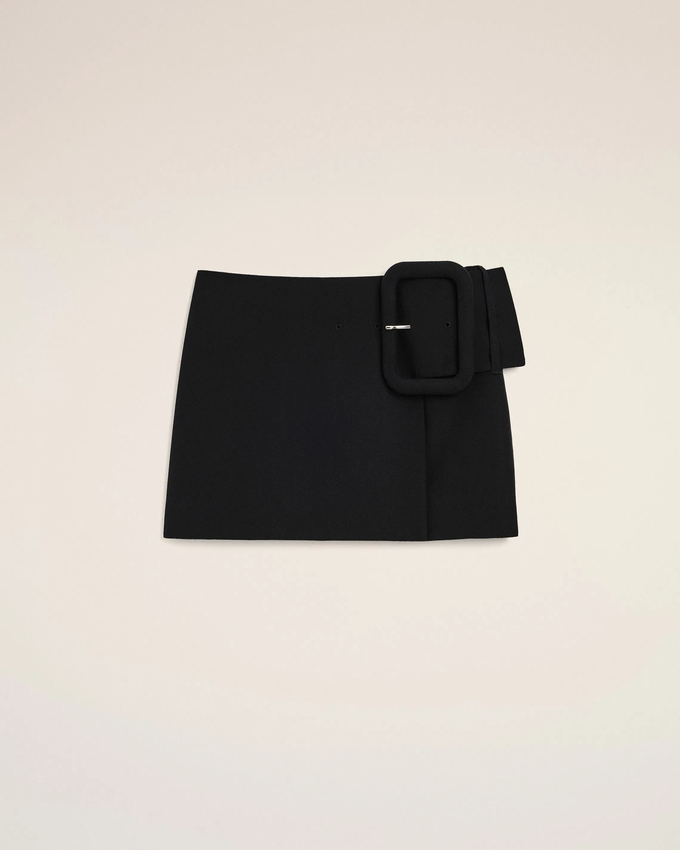 AmiParis Black New Wool Big Buckle Belted Mini Skirt Women's