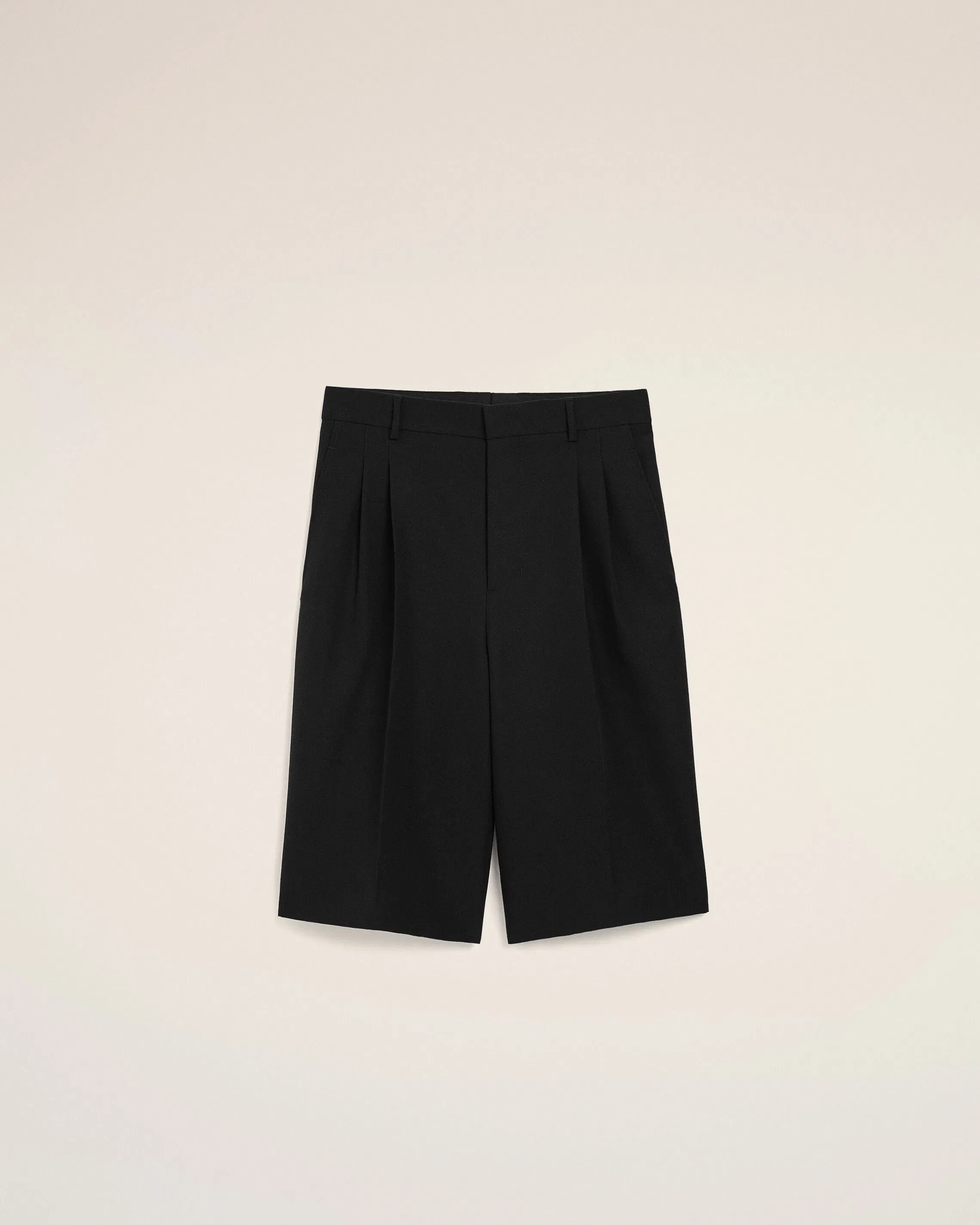 AmiParis Black New Wool Low Waist Wide Bermuda Shorts