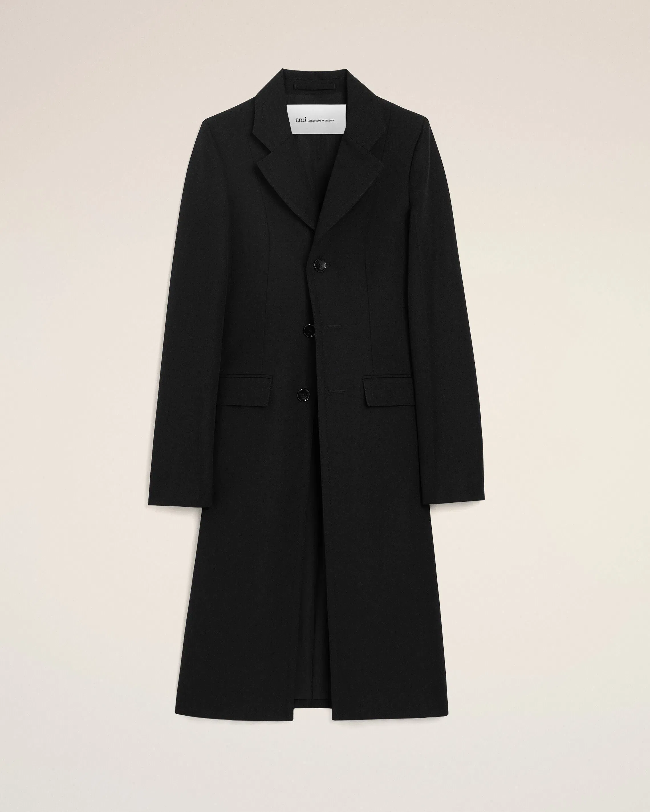 AmiParis Black New Wool Simple Breasted Fitted Coat Women's