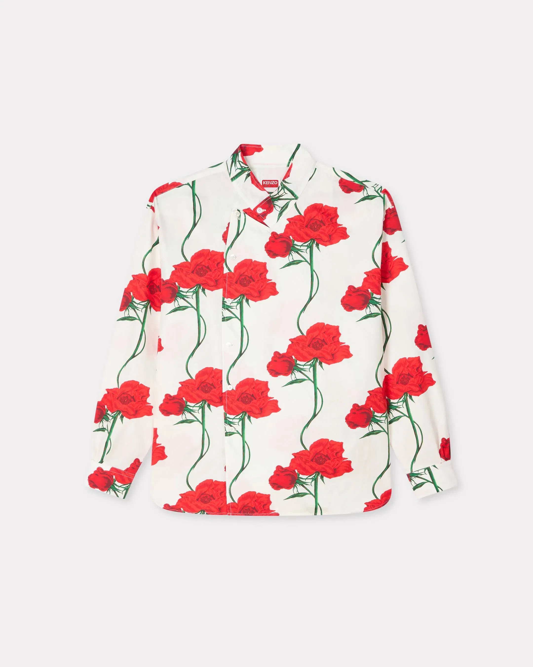 Kenzo Archive Rose Double Breasted Shirt In Cotton White