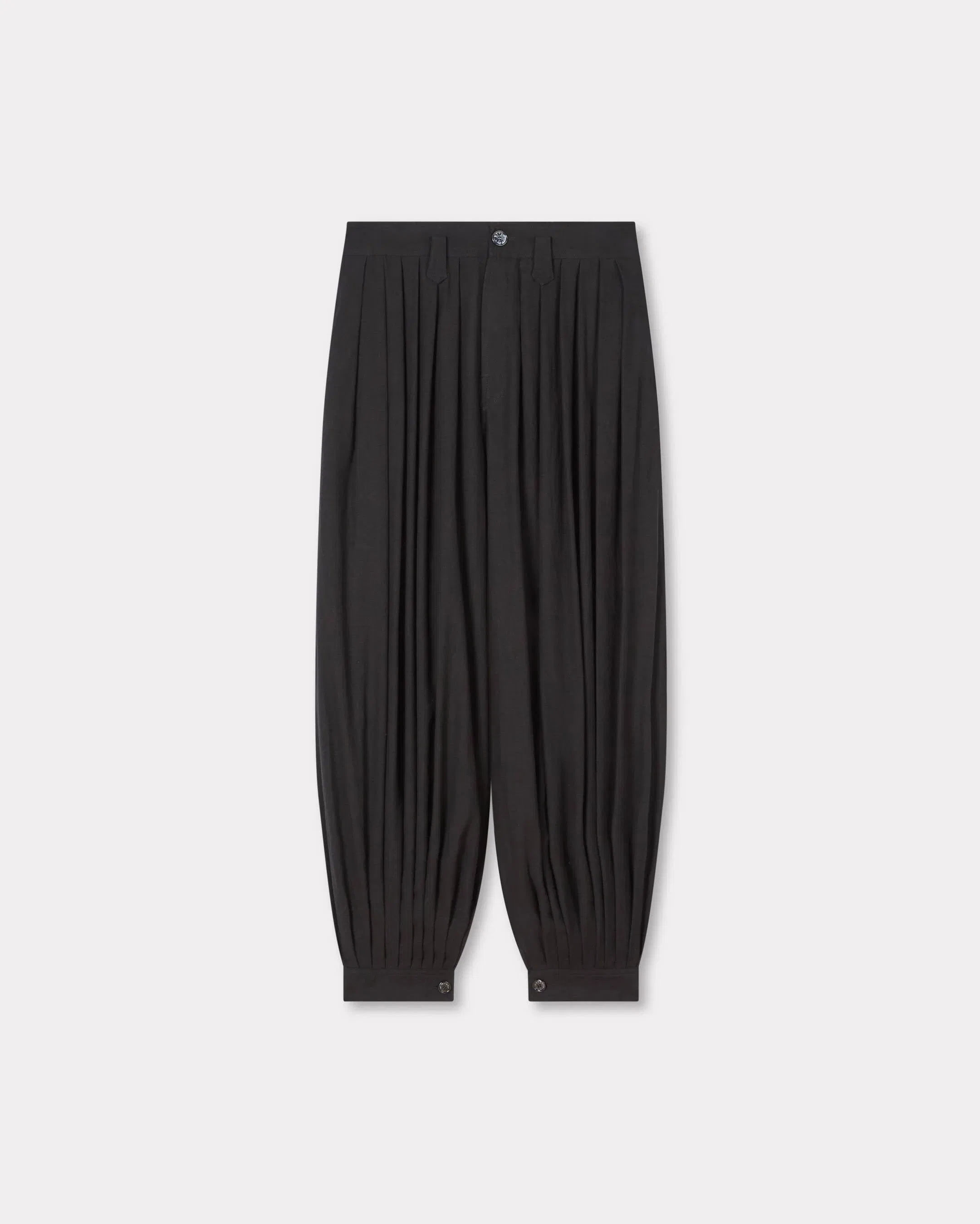 Kenzo Balloon Pleated Pants In Cotton Hemp Black