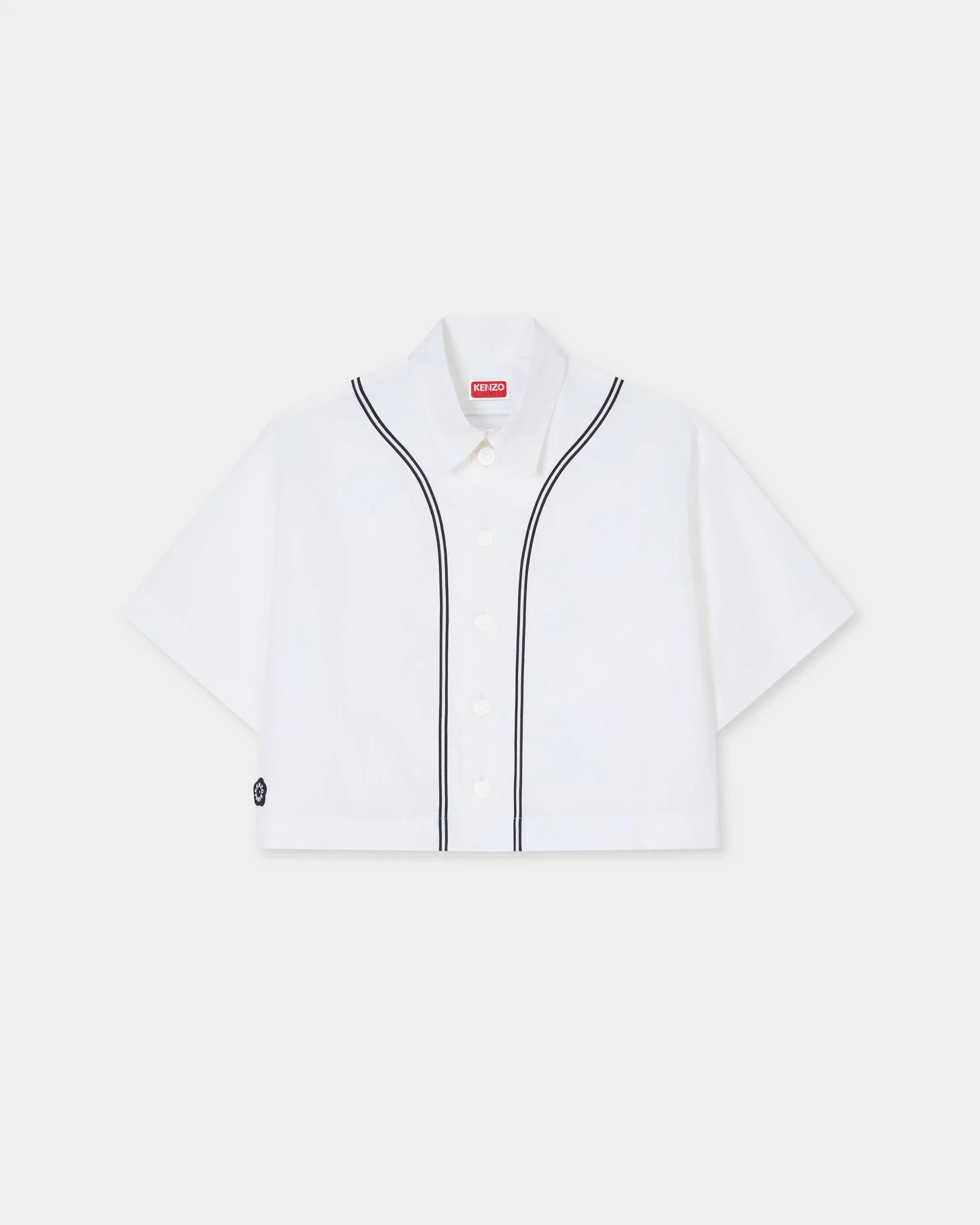 Kenzo Boke Flower 20 Baseball Short Sleeve Shirt In Poplin Cotton White Women's