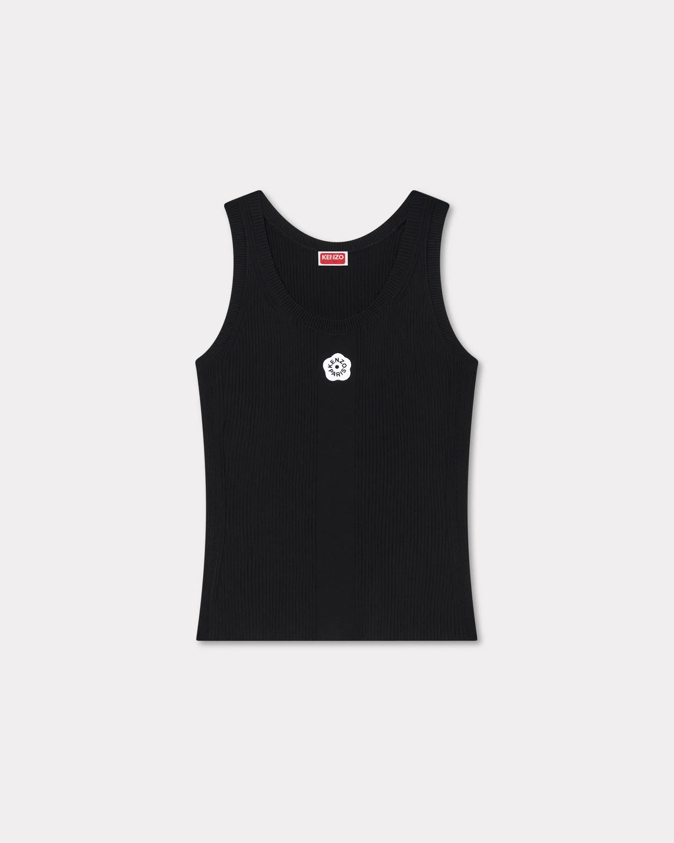 Kenzo Boke Flower 20 Embroidered Tank Top In Mixed Viscose Black Women's