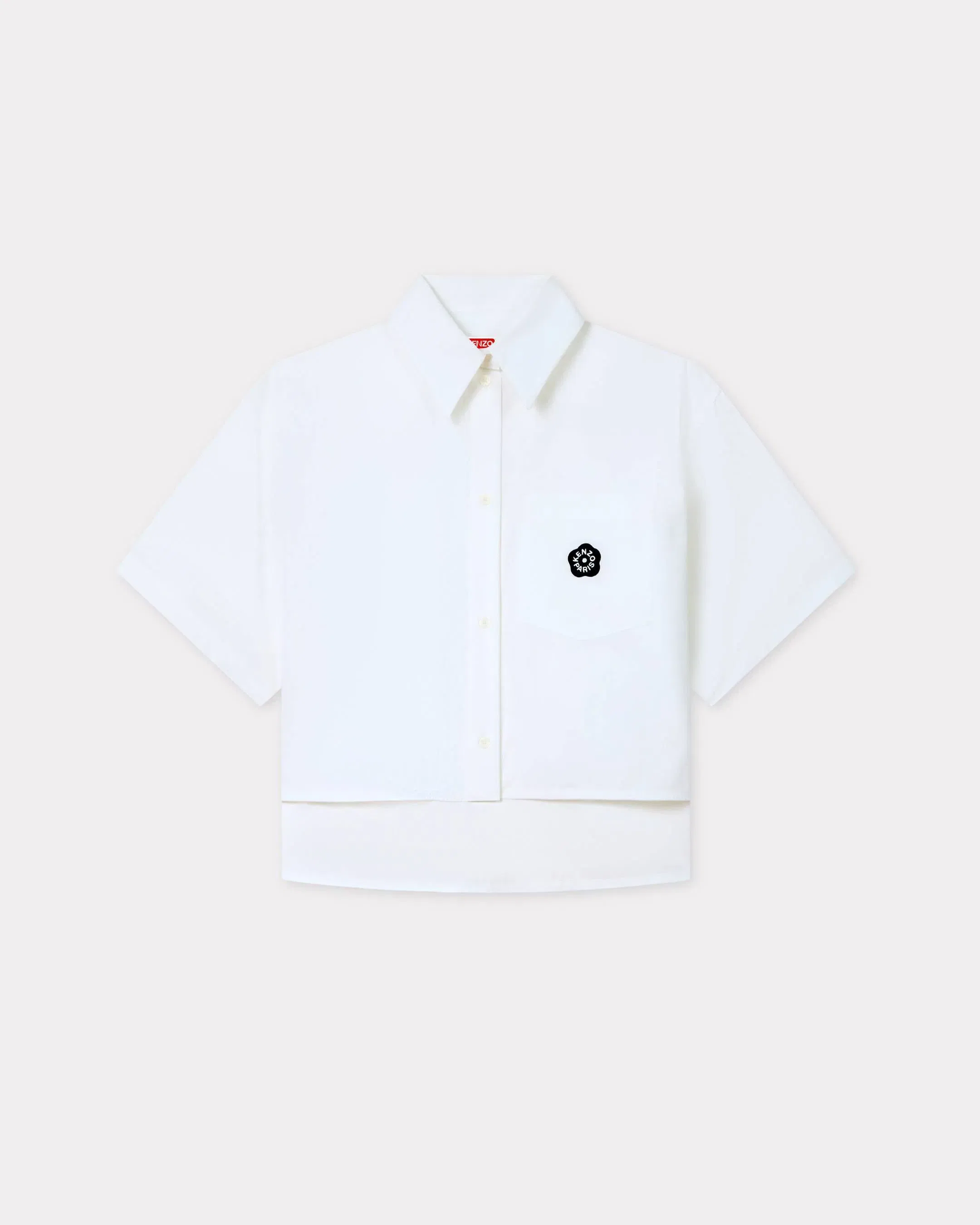 Kenzo Boke Flower 20 Short Dropped Shoulders Shirt In Cotton Poplin White Women's