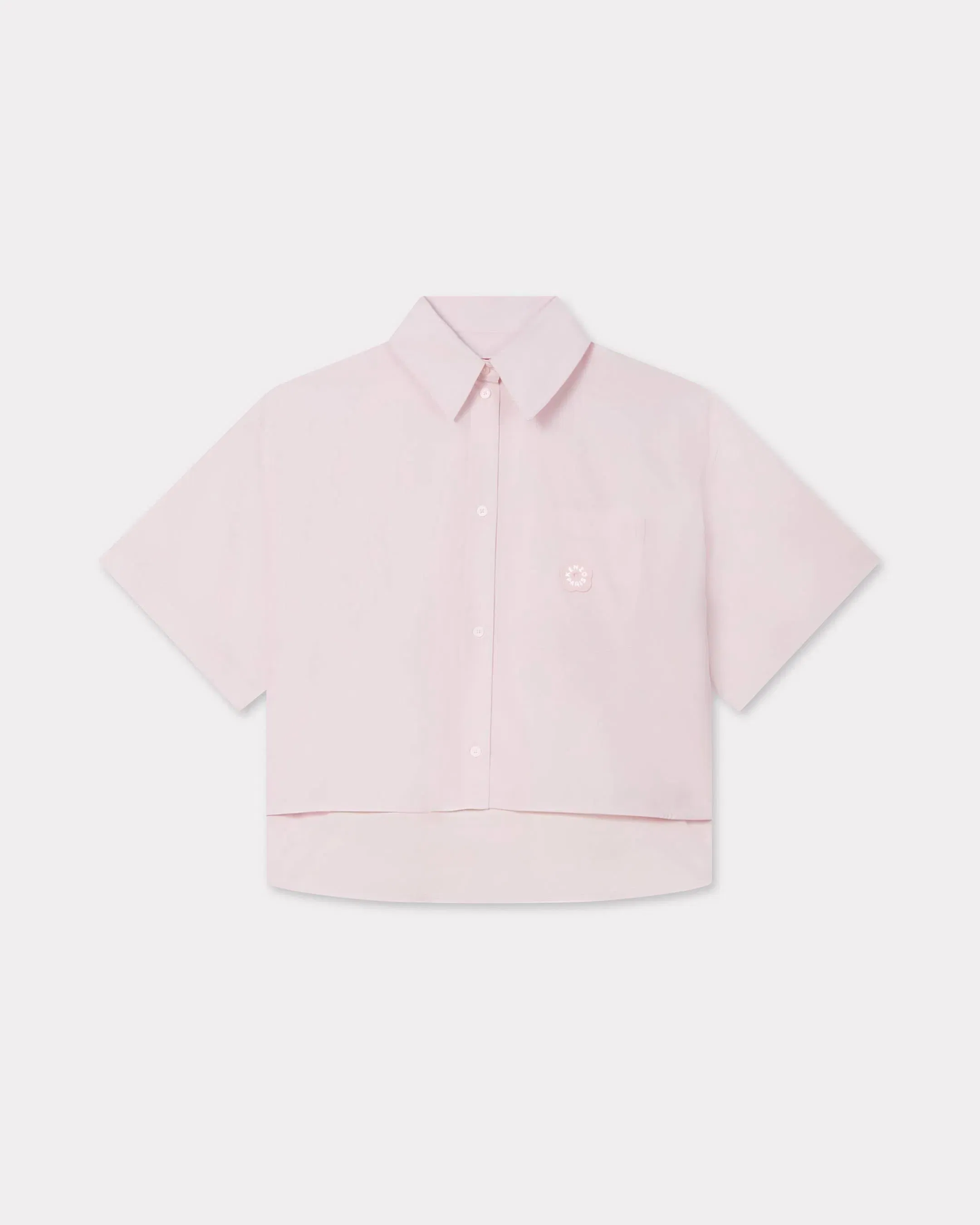 Kenzo Boke Flower 20 Short Dropped Shoulders Shirt In Cotton Poplin Pink Women's