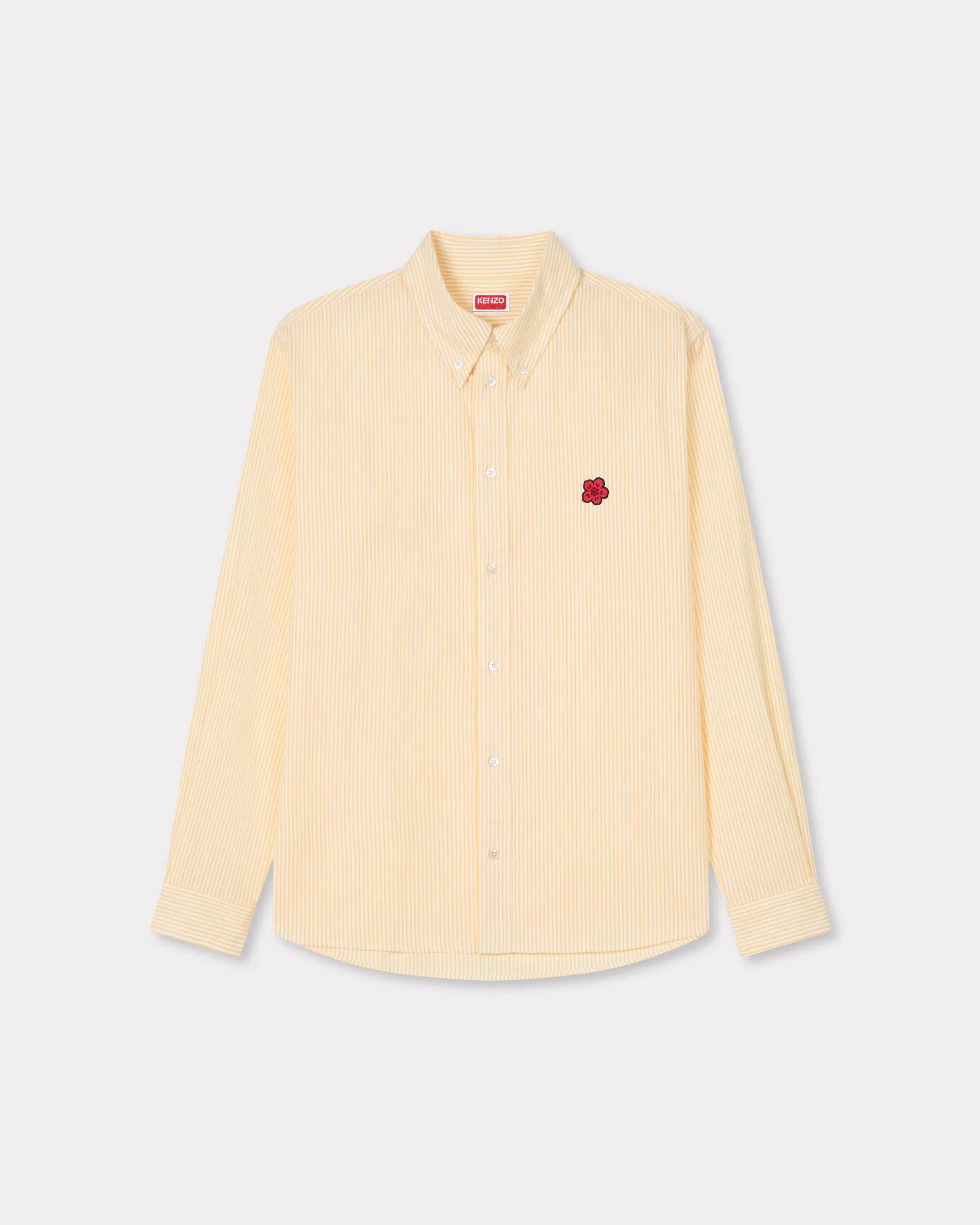 Kenzo Boke Flower Embroidered Casual Shirt In Seersucker Cotton White