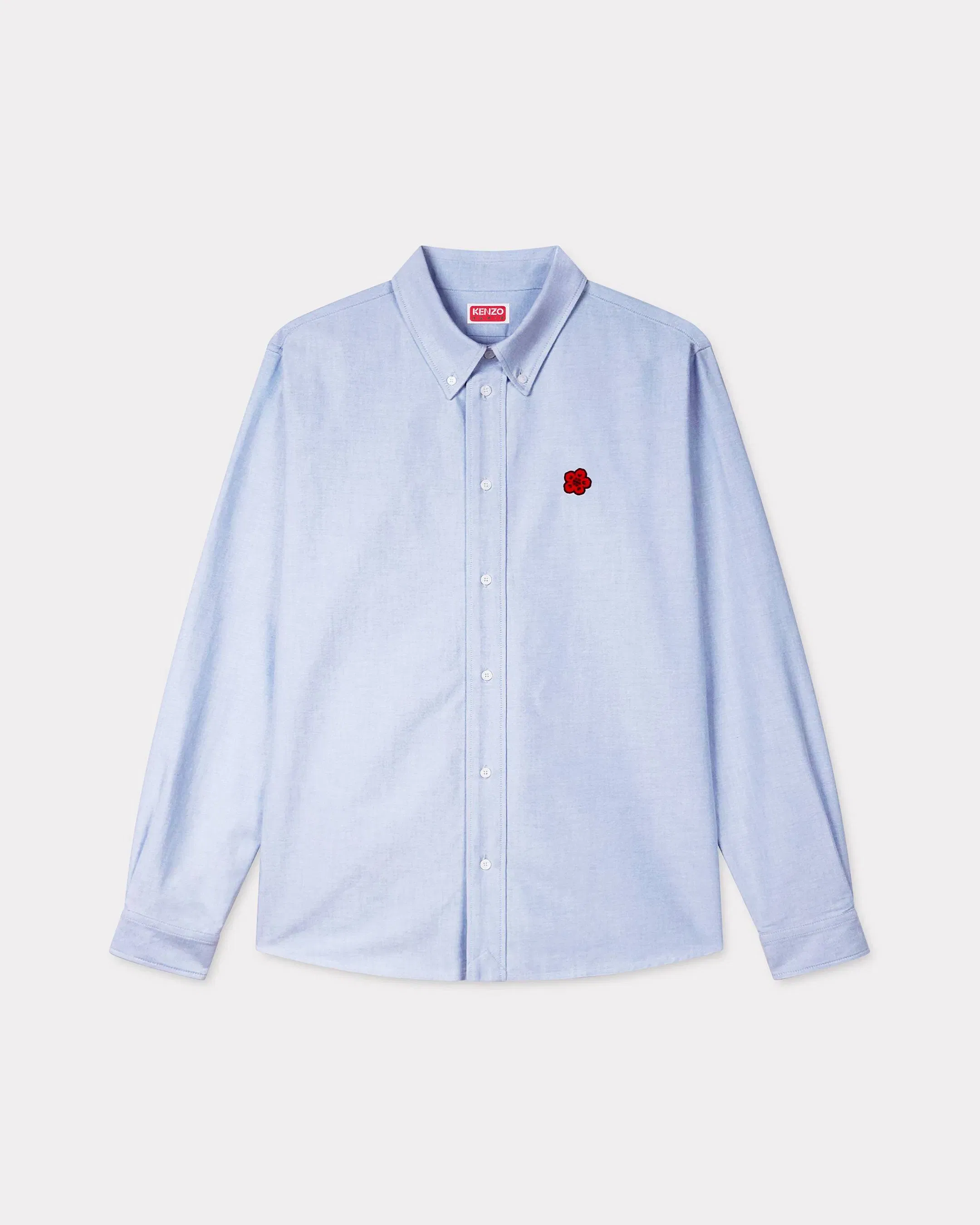 Kenzo Boke Flower Embroidered Shirt In Oxford Cotton Blue