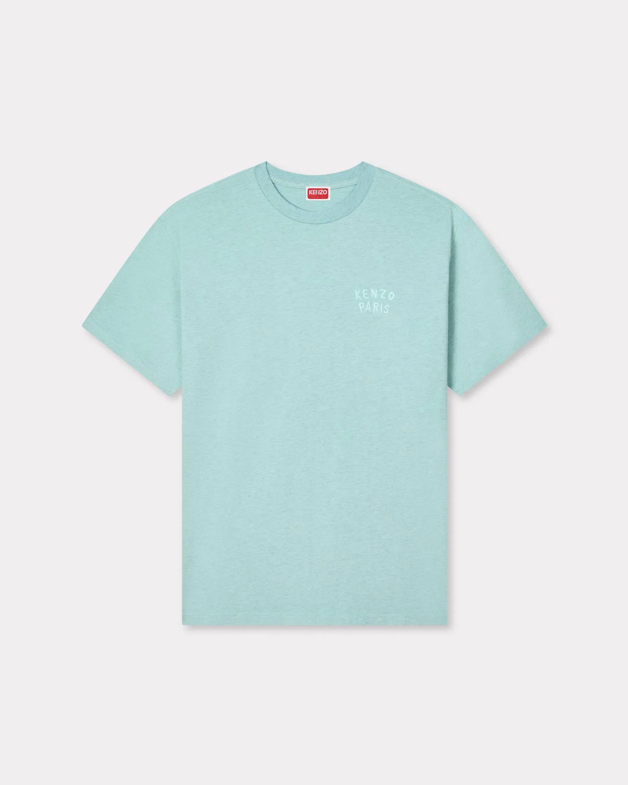 Kenzo Boke Heart Embroidered Loose T-Shirt In Cotton Blue Women's