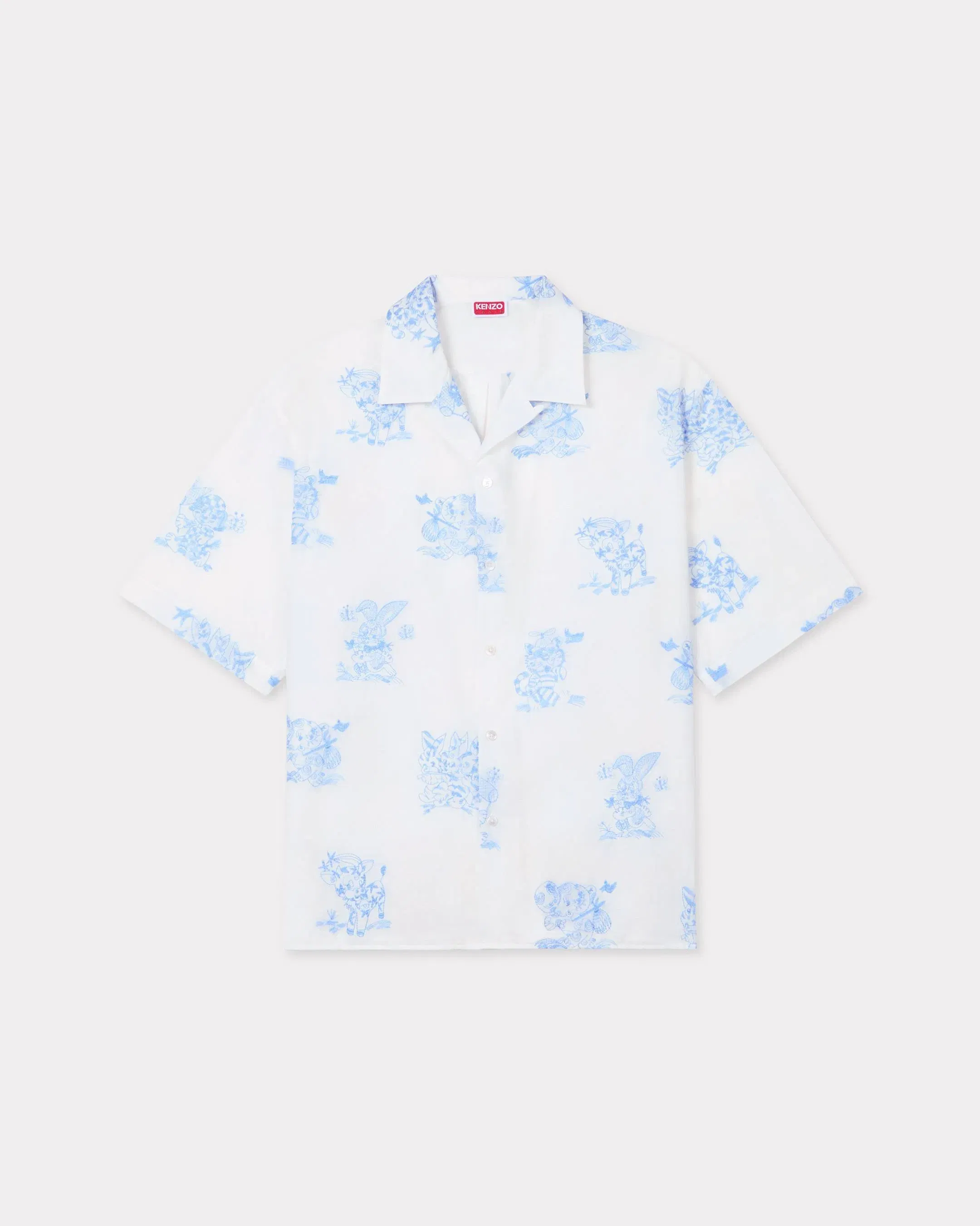 Kenzo Cartoon Hawaiian Short Sleeve Shirt White