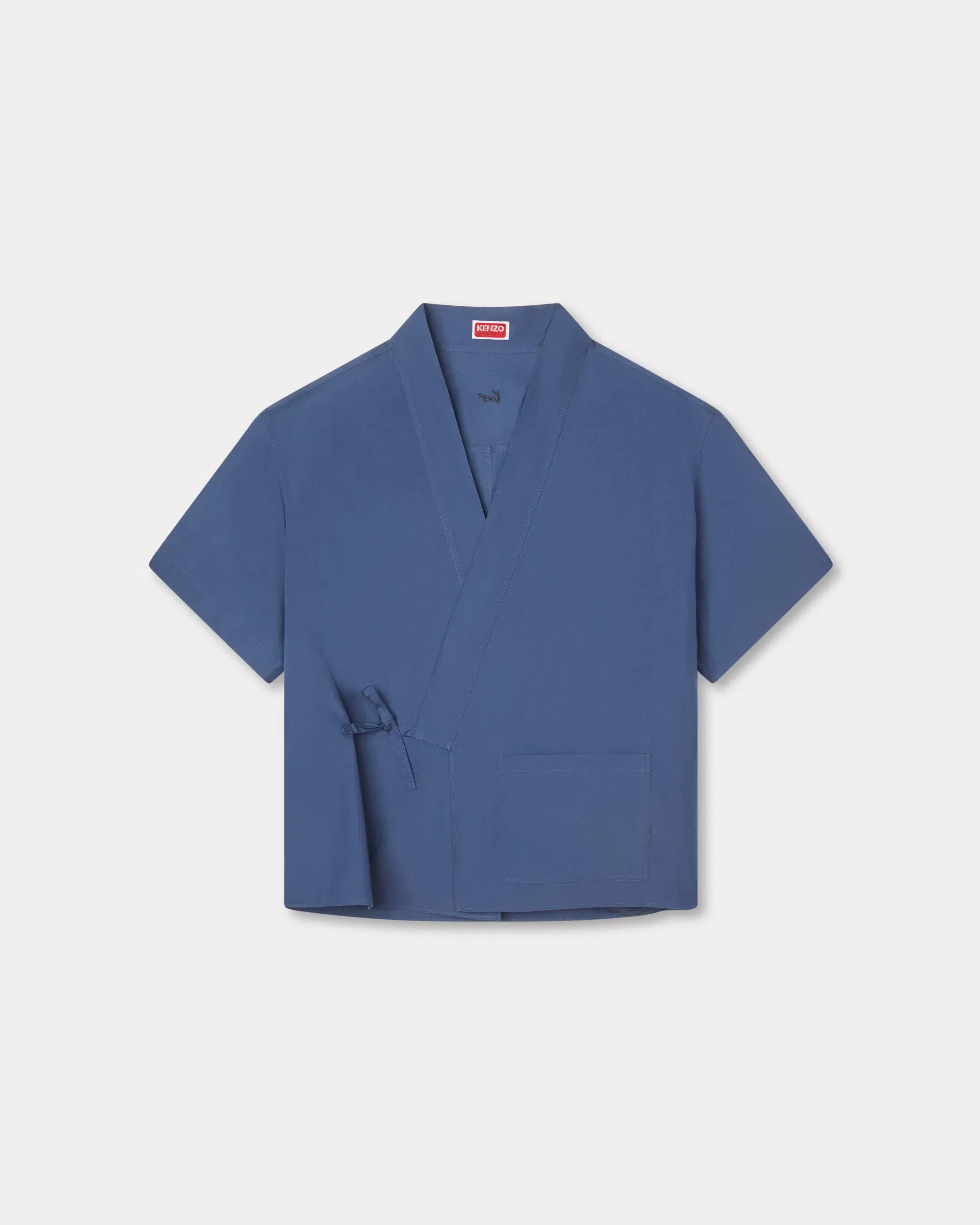 Kenzo Kimono Short Sleeve Shirt In Cotton Blue