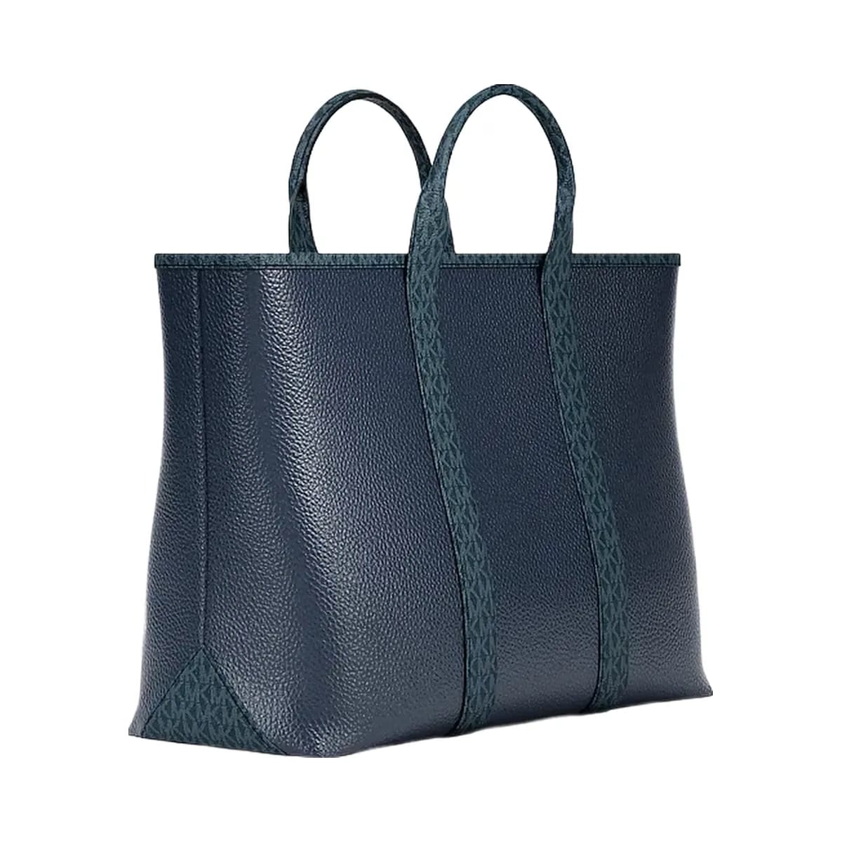 Michael Kors Cooper Medium Pebbled Leather and Signature Logo Tote Bag Navy