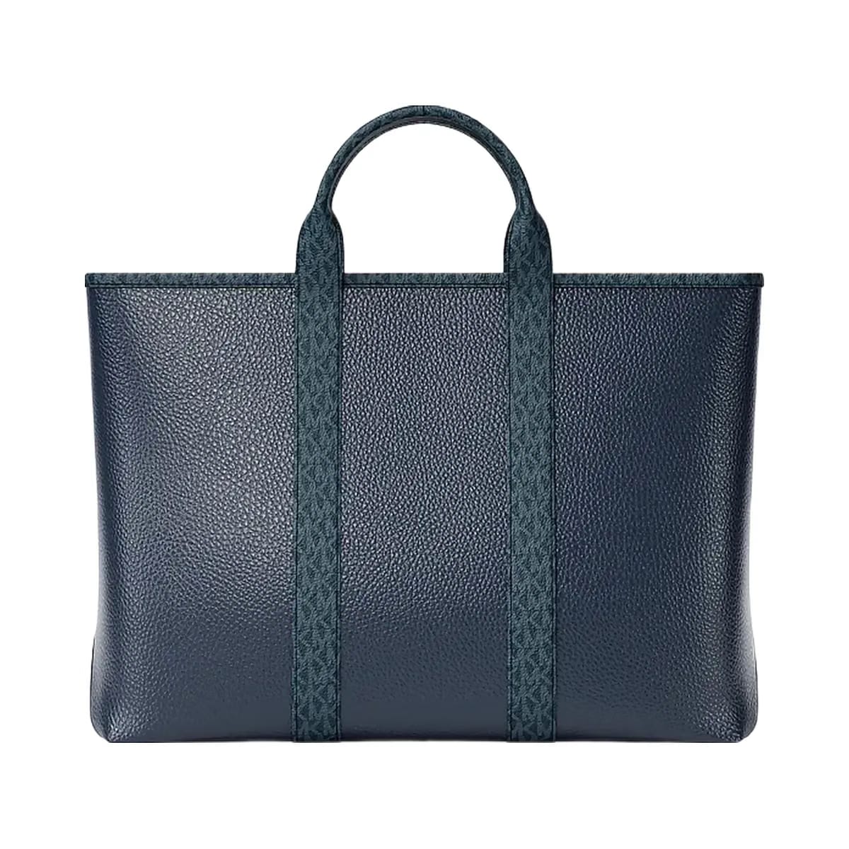 Michael Kors Cooper Medium Pebbled Leather and Signature Logo Tote Bag Navy