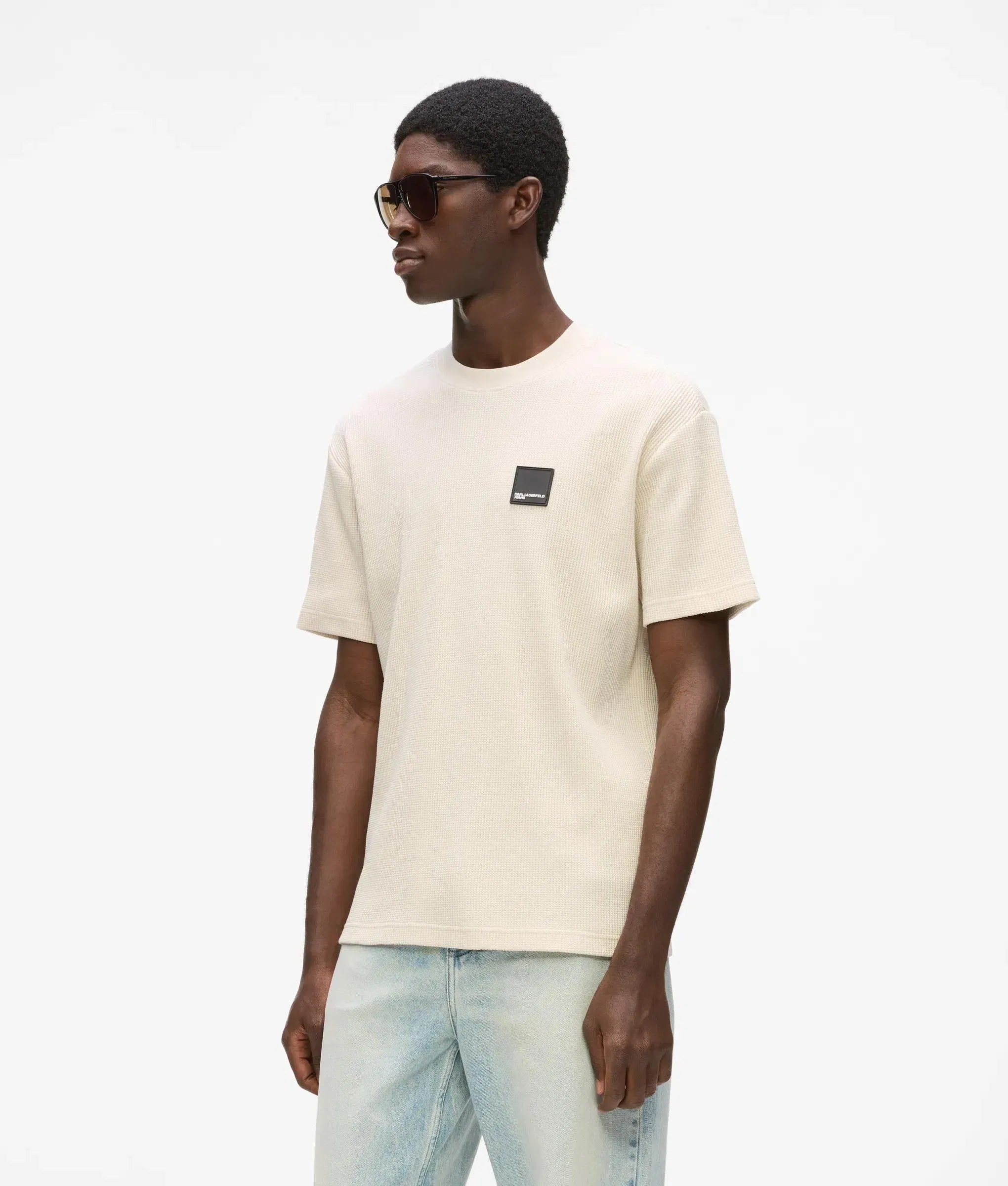 Karl Lagerfeld Waffle T - Shirt Whitecap Grey