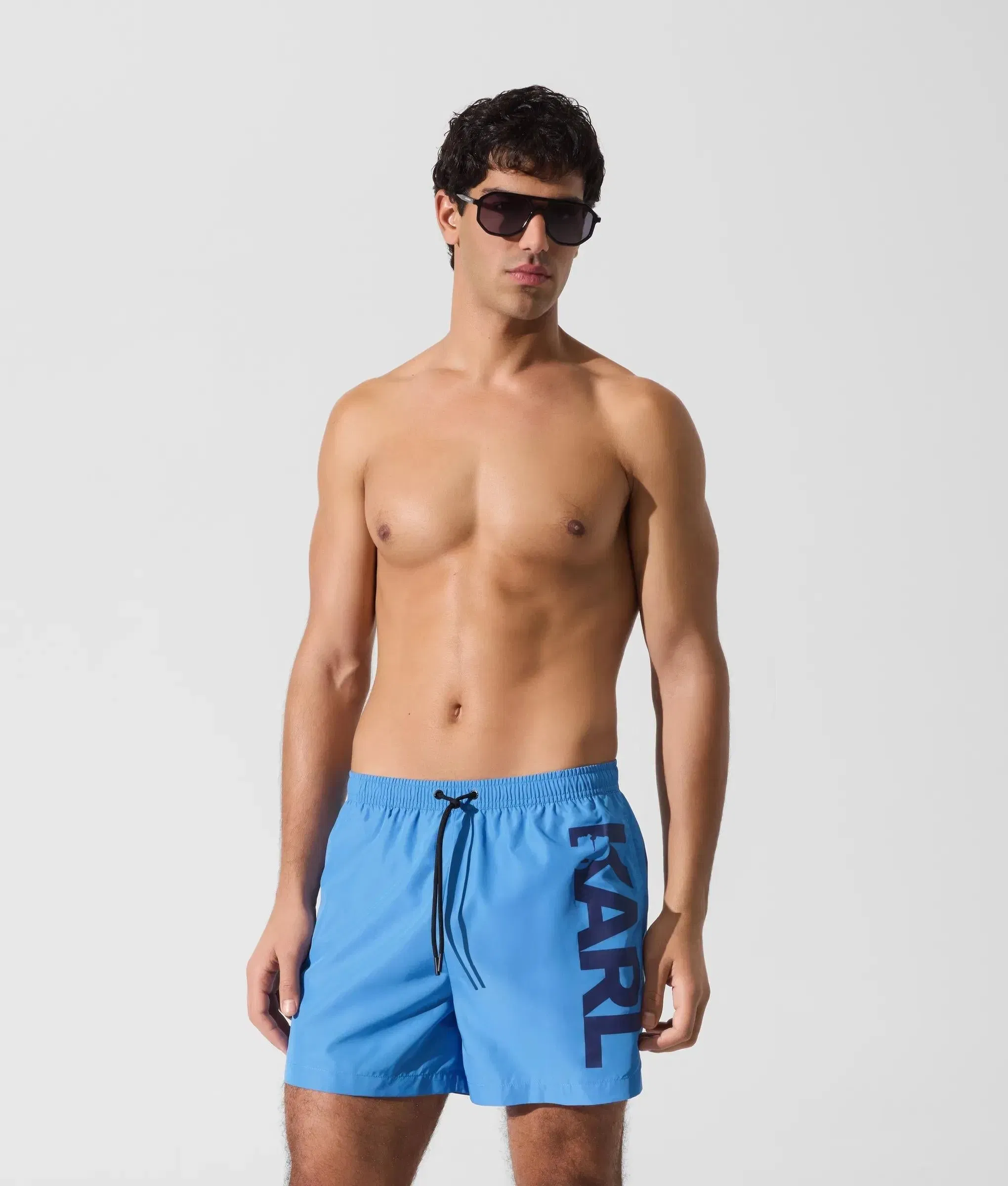Karl Lagerfeld Logo Short Boardshorts Silver Lake Blue