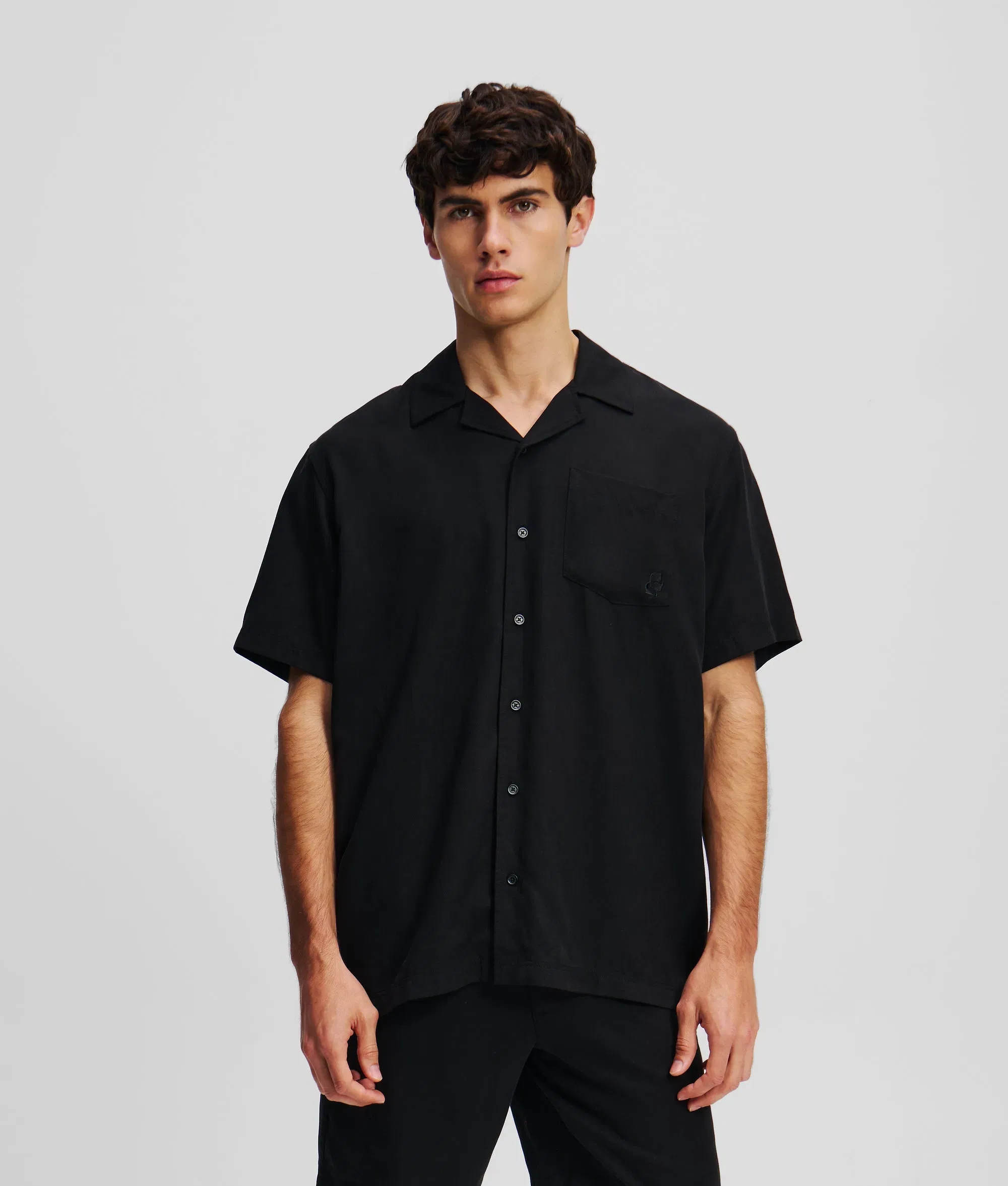 Karl Lagerfeld Kameo Short - Sleeved Shirt Black