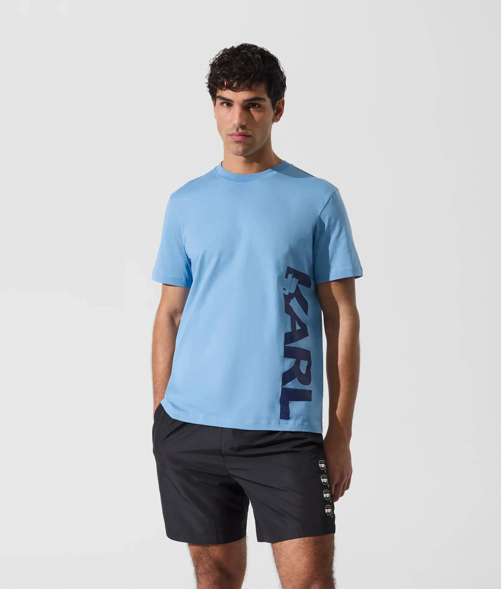 Karl Lagerfeld Logo Beach T - Shirt Silver Lake Blue