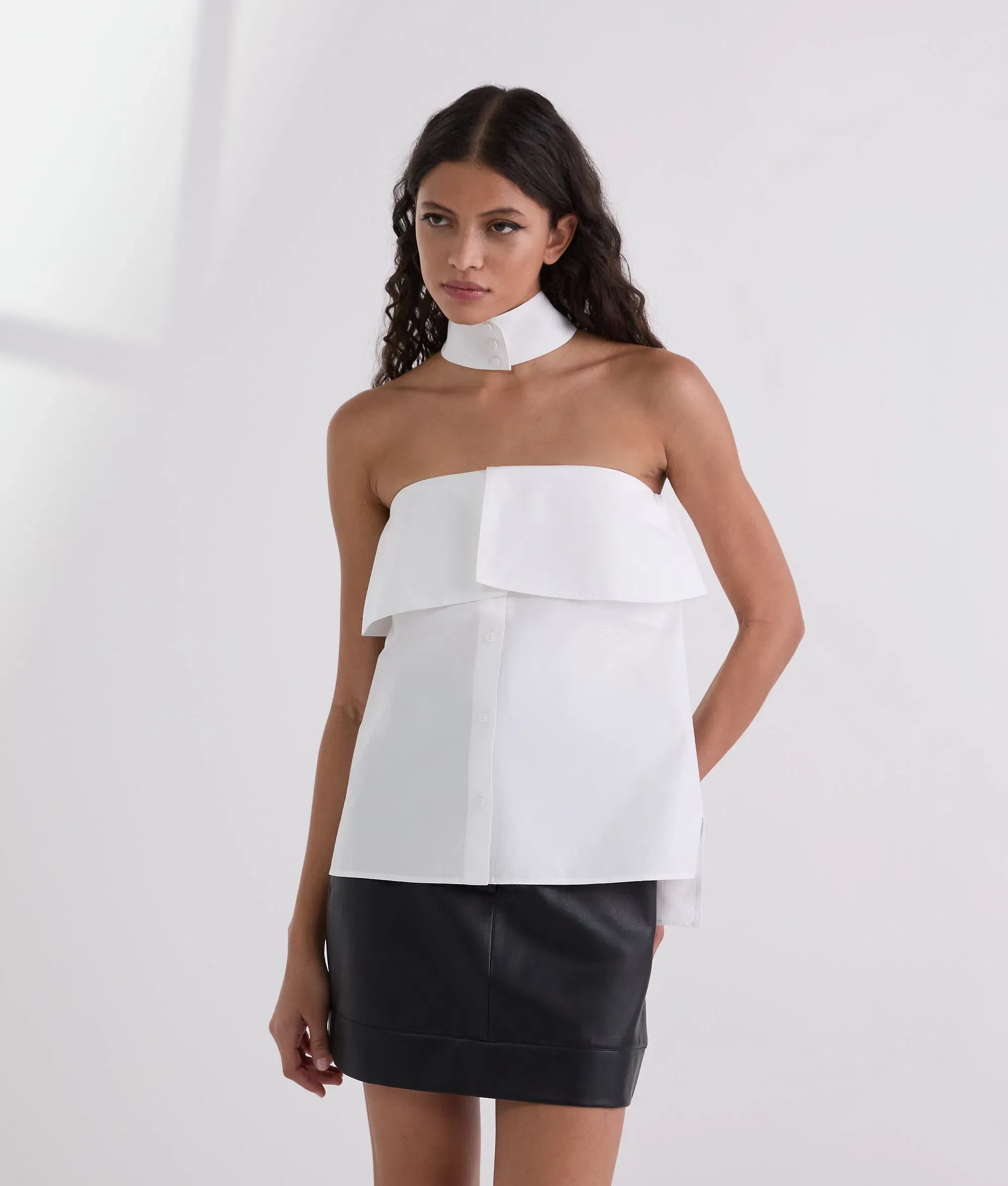 Karl Lagerfeld Strapless Poplin Shirt White