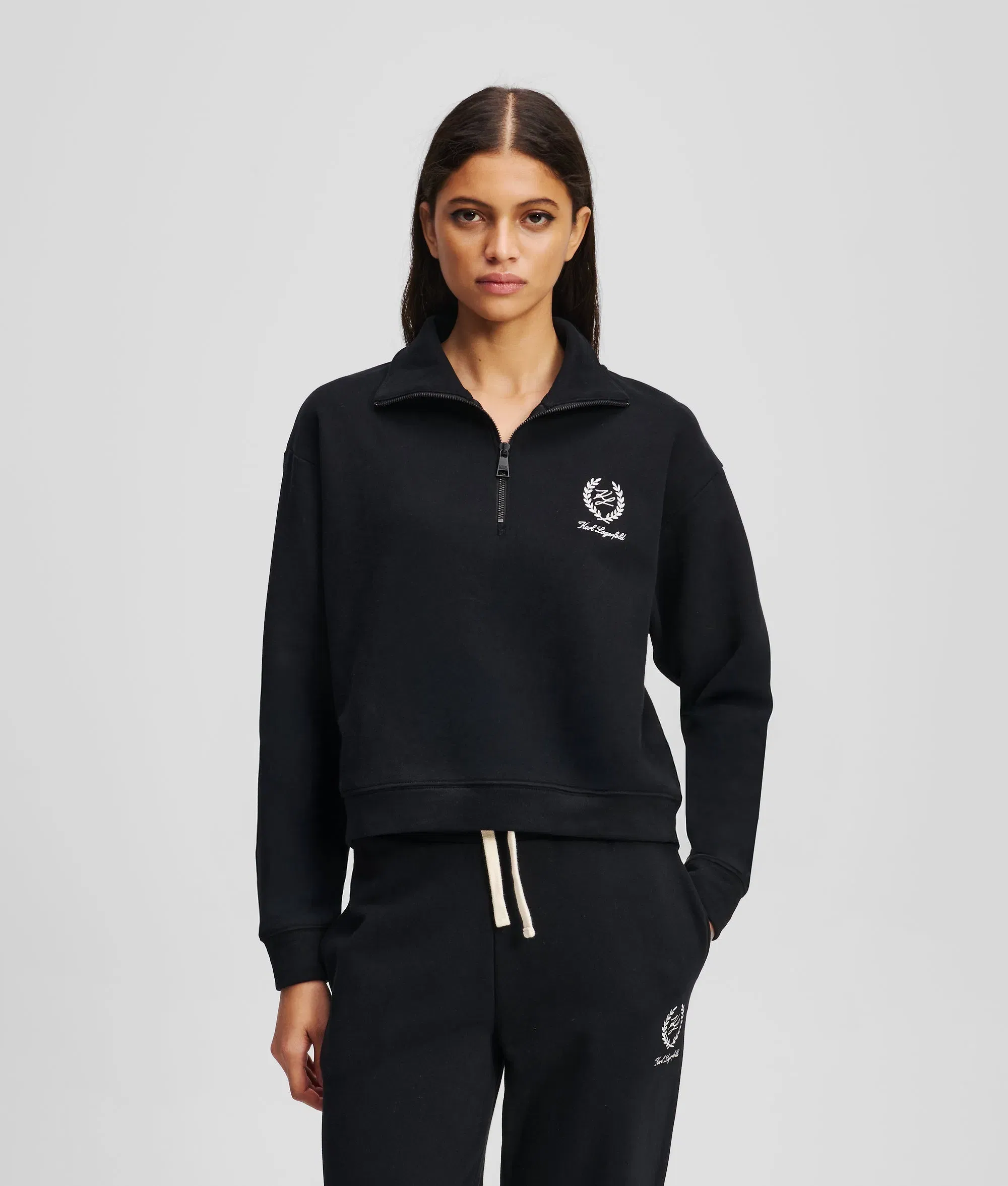 Karl Lagerfeld Hotel Karl Loungewear Half - Zip Sweatshirt Black