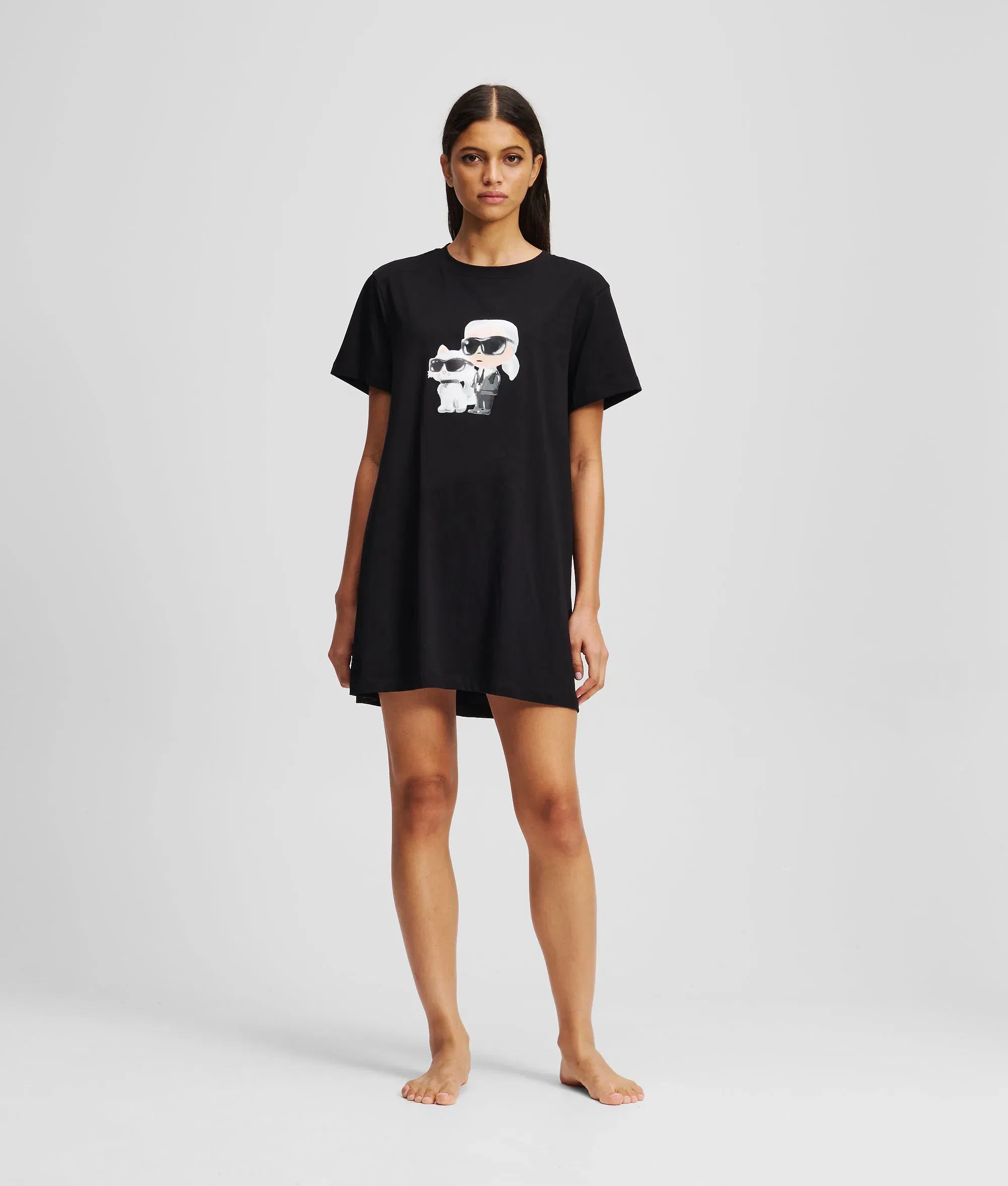 Karl Lagerfeld Ikon T - Shirt Pajama Dress Black
