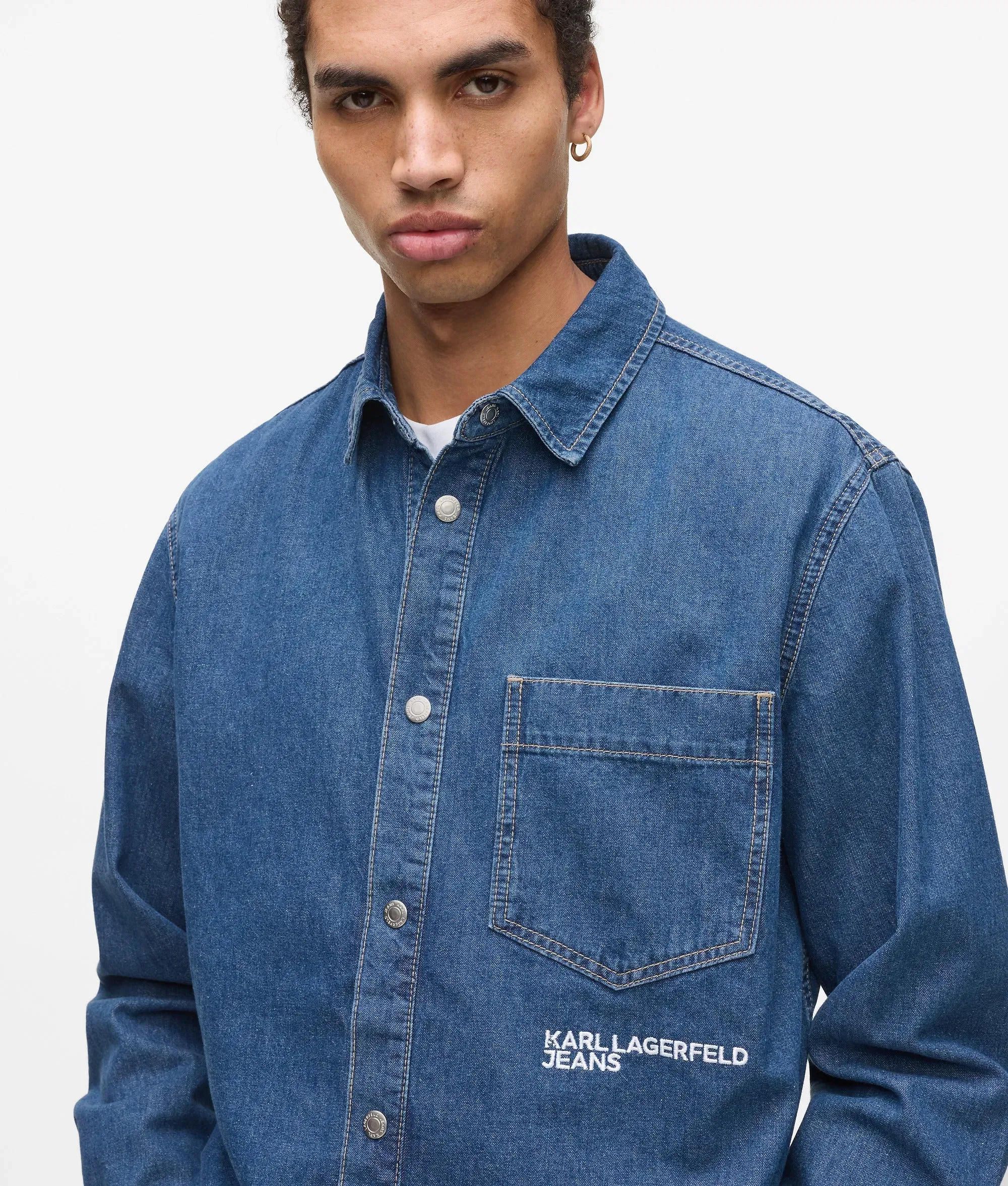 Karl Lagerfeld Regular Denim Shirt Dark Blue